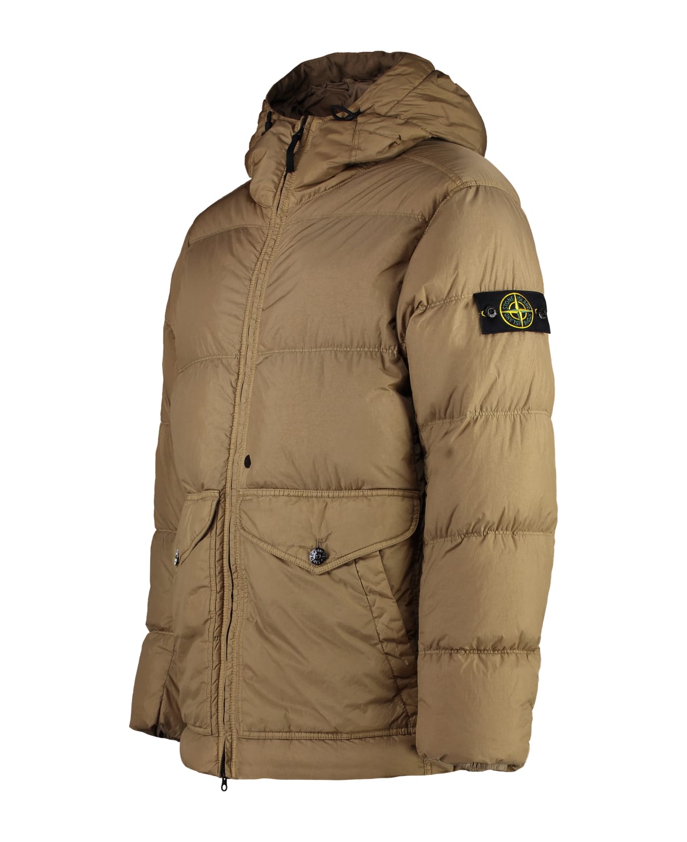 Stone Island Hooded Nylon Down Jacket - Beige