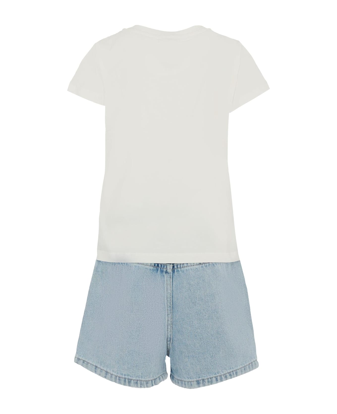 Moschino White Suit For Girl With Flowers - White