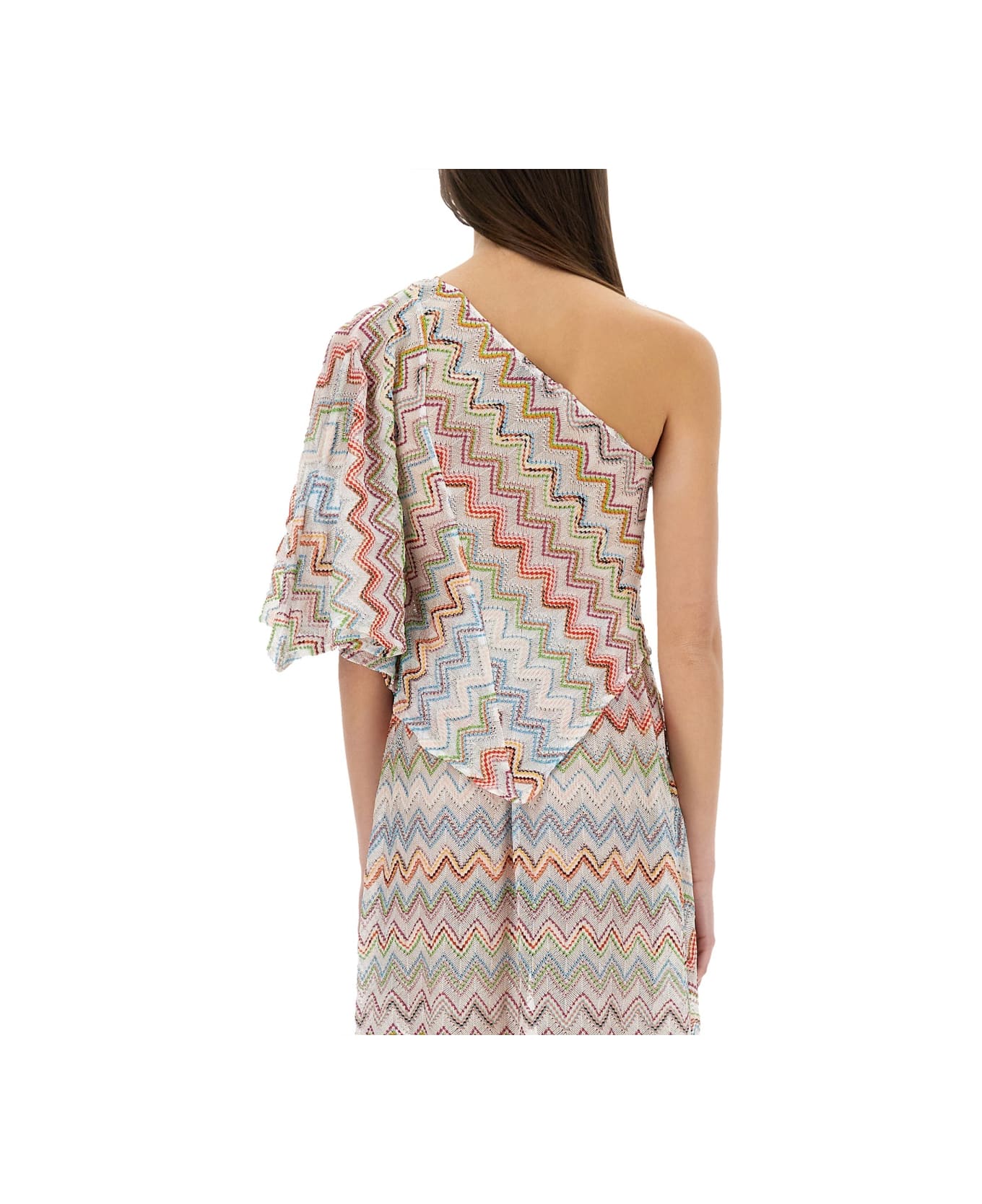 Missoni One-shoulder Top With 3d Lamé Zig Zags - MULTICOLOUR