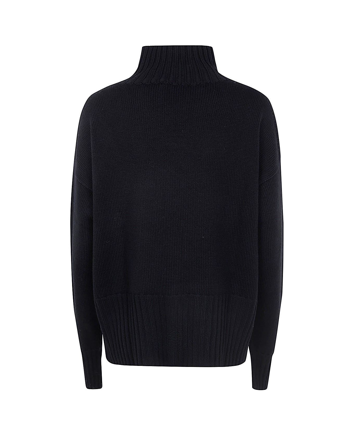 Drumohr Long Sleeves Turtle Neck Oversized Sweater - Black