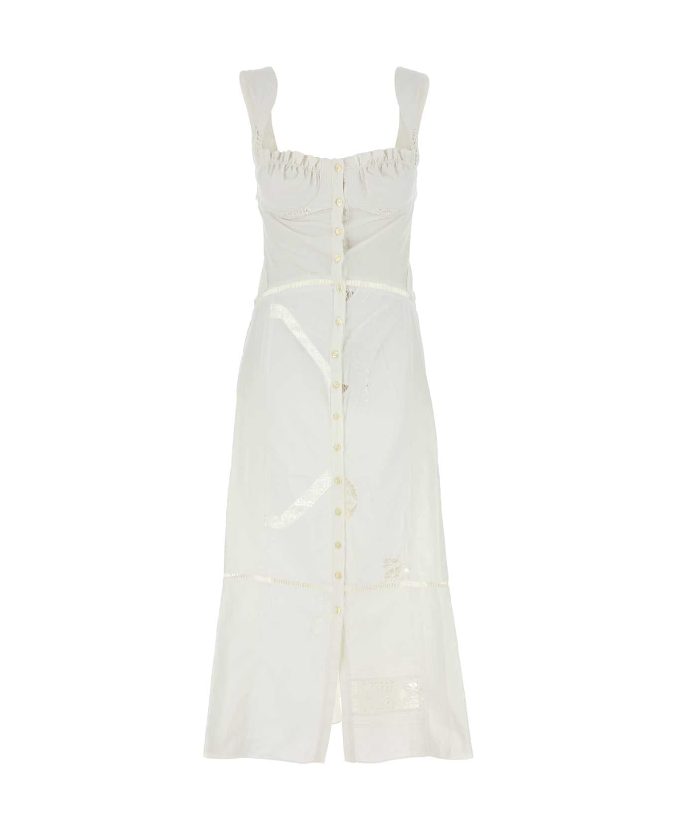 Marine Serre White Cotton Dress - Bianco