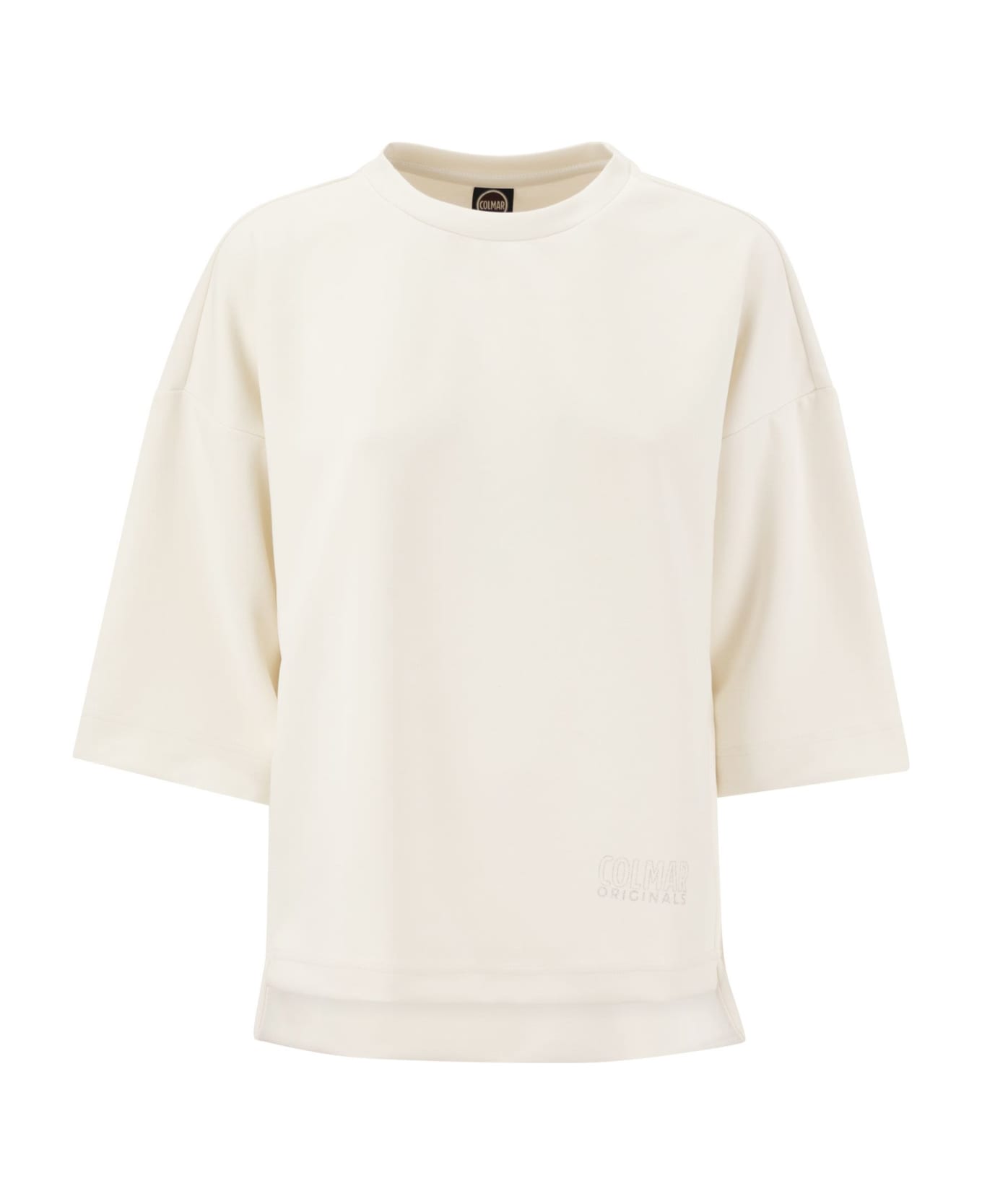 Colmar Crew-neck Sweatshirt With Glitter Logo Print - White