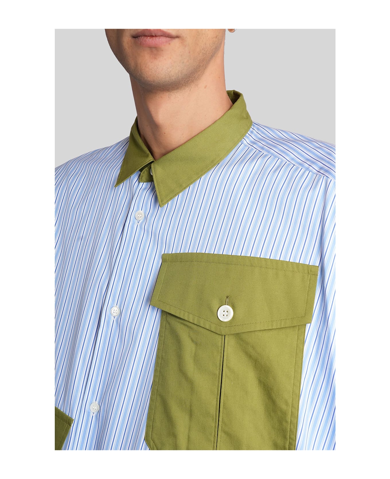 Comme Des Garçons Homme Plus Shirt In Cyan Cotton - cyan