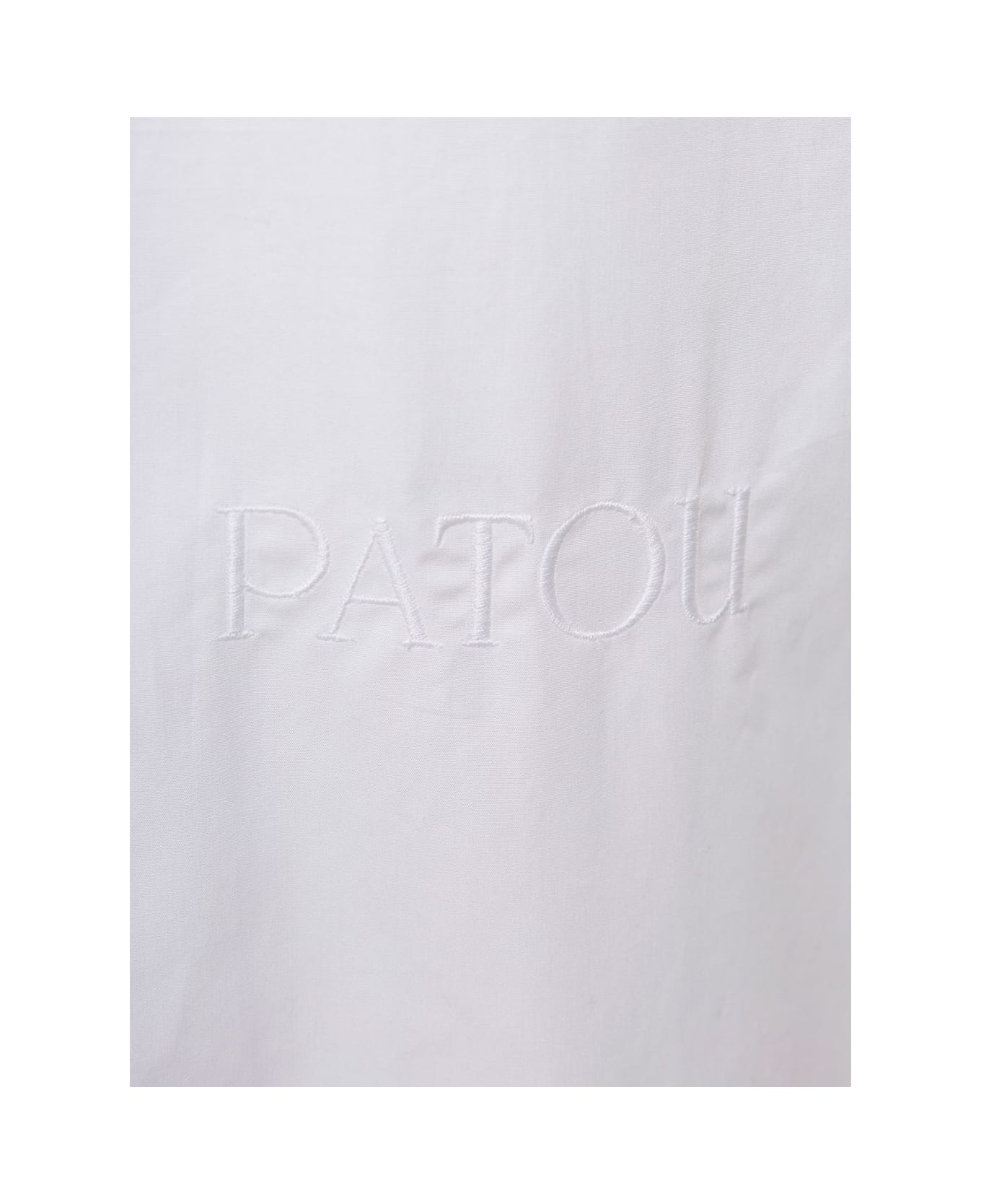 Patou Mini White Shirt Dress With High Cuffs In Cotton Woman - White