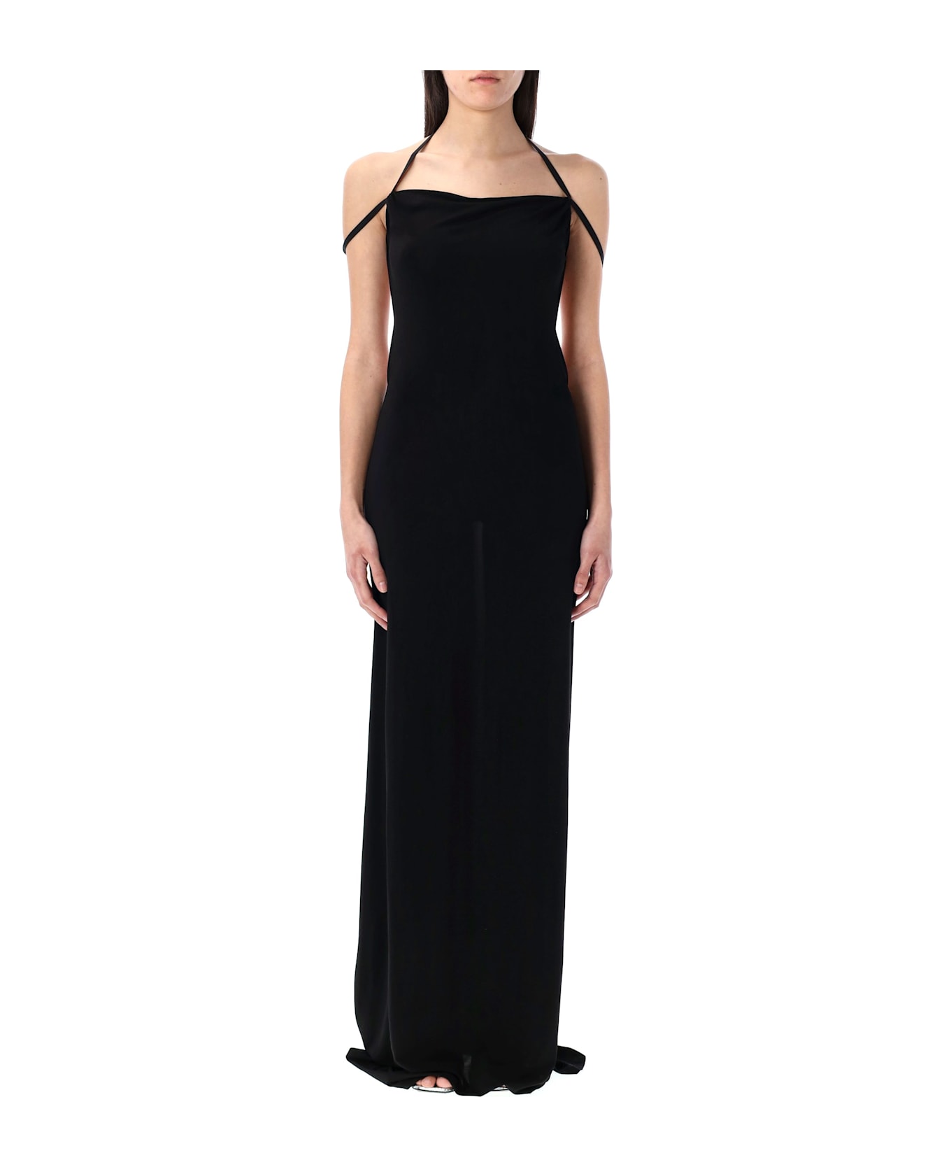 Marine Serre Draped Jersey Open Back Dress - BLACK