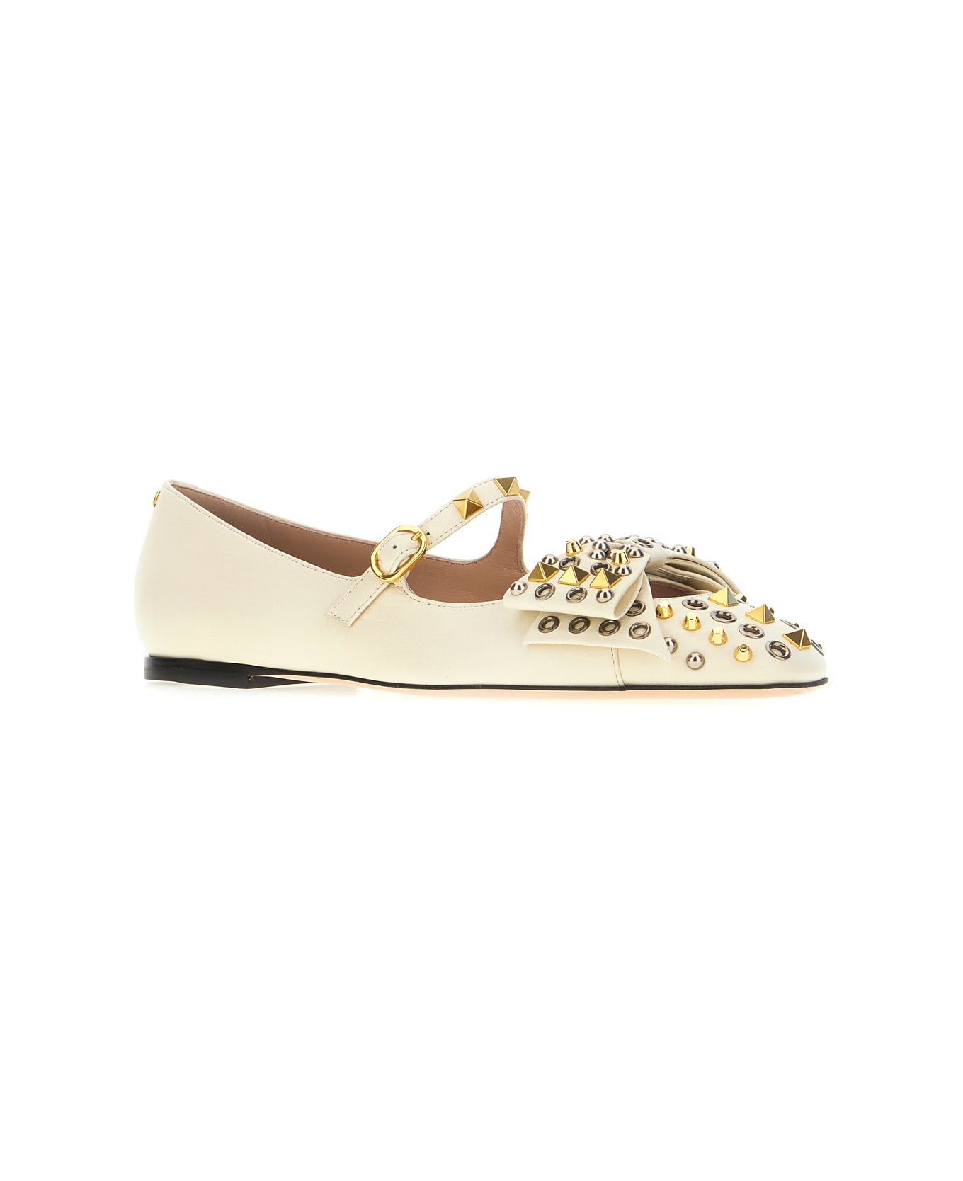 Valentino Garavani Ivory Leather Ballerinas - IVORY