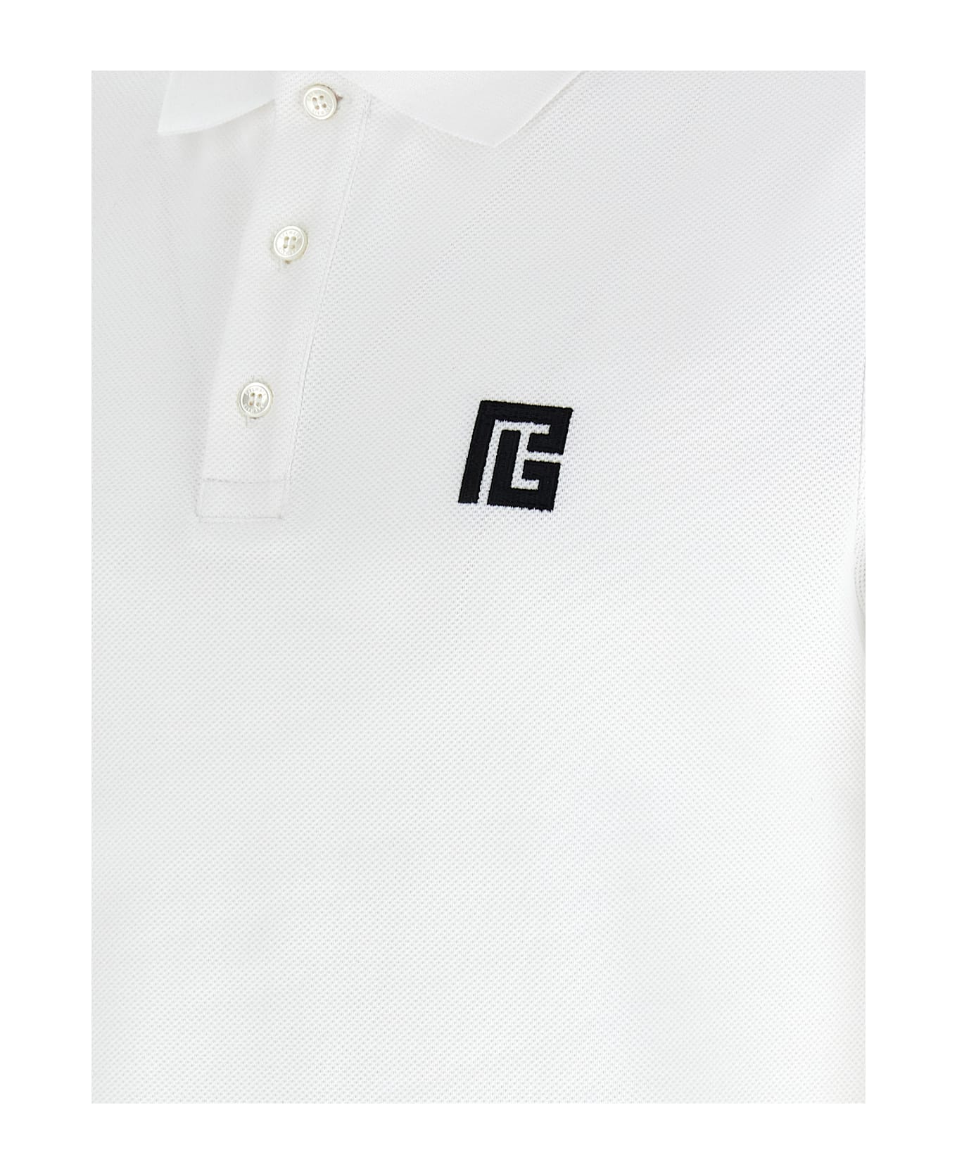 Balmain Embroidery Polo Shirt - White/Black