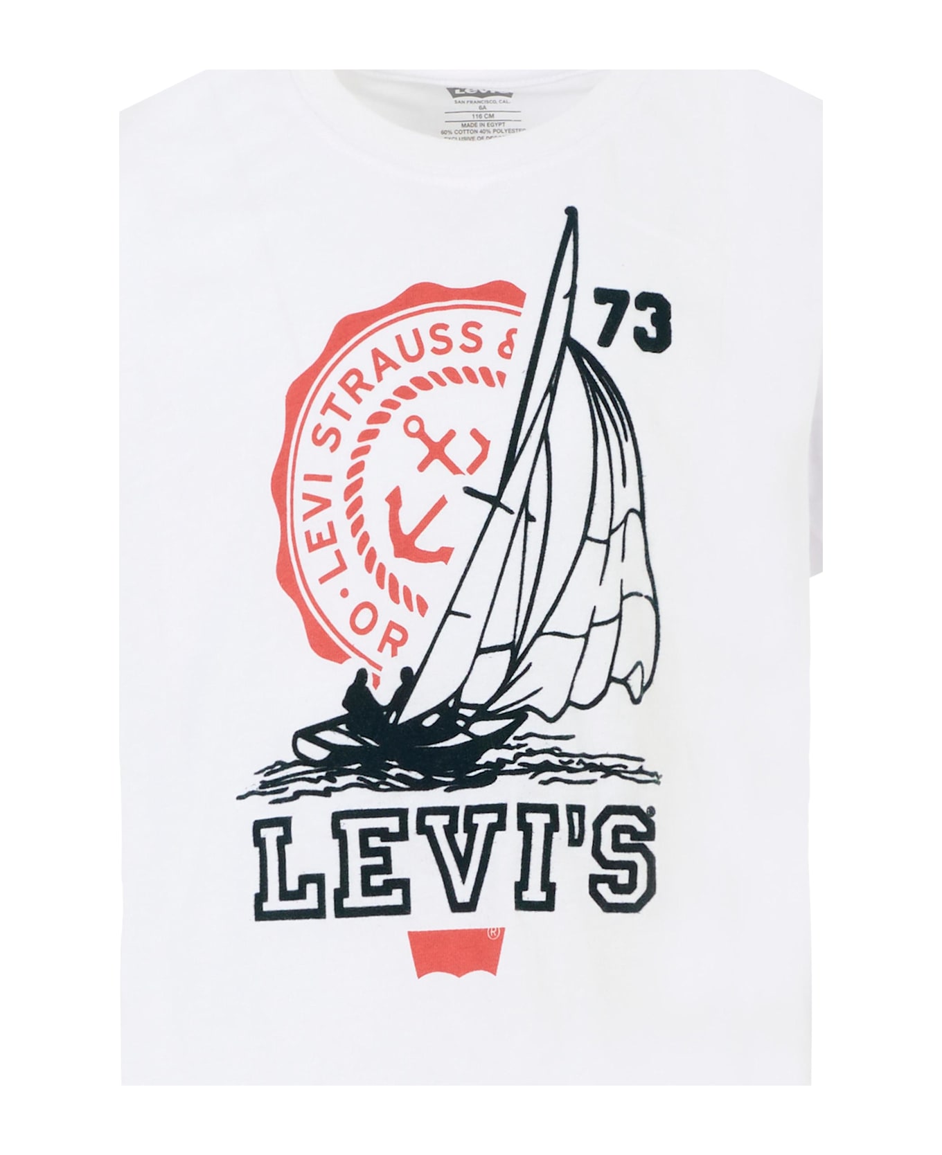 Levi
s White T-shirt For Boy With Sailboat And Logo - White