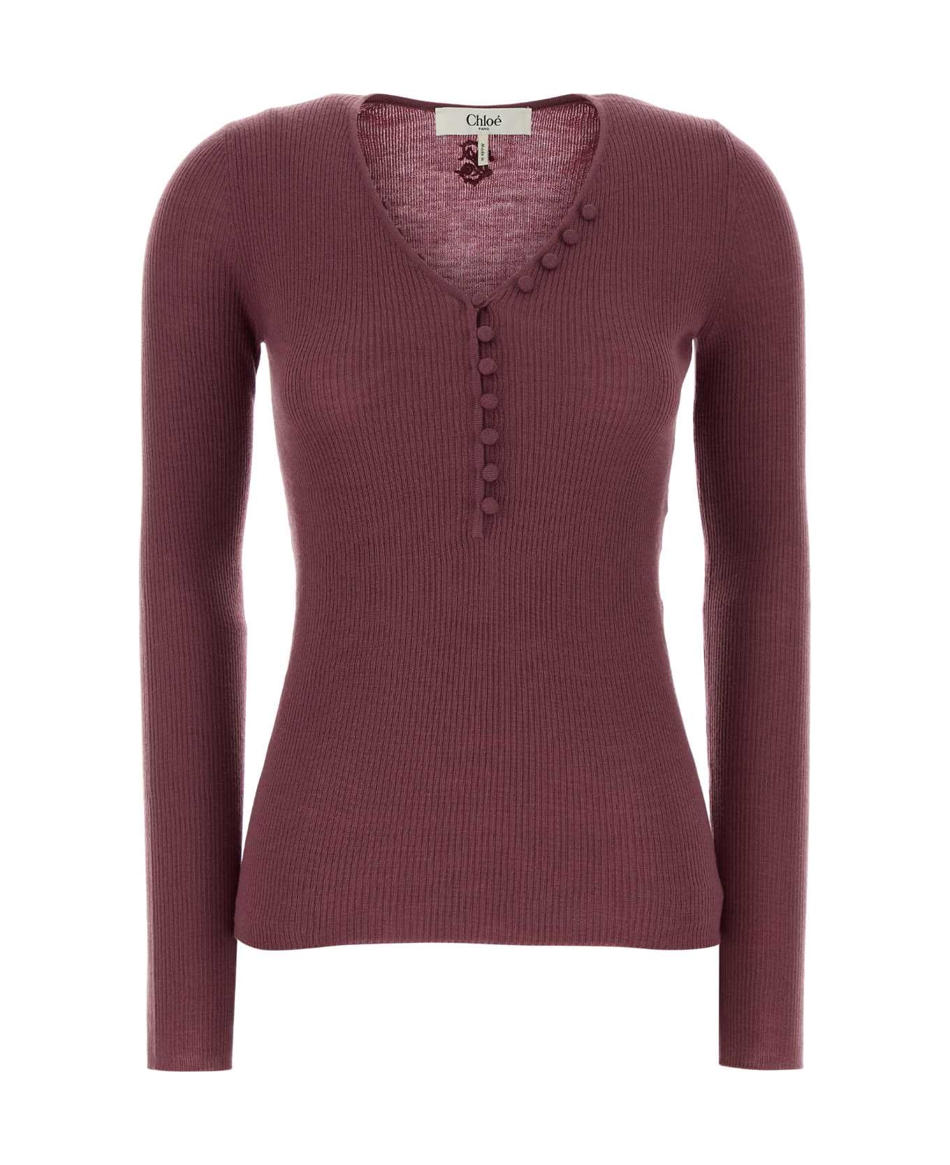 Chloé Grape Wool Sweater - RUSTYPINK