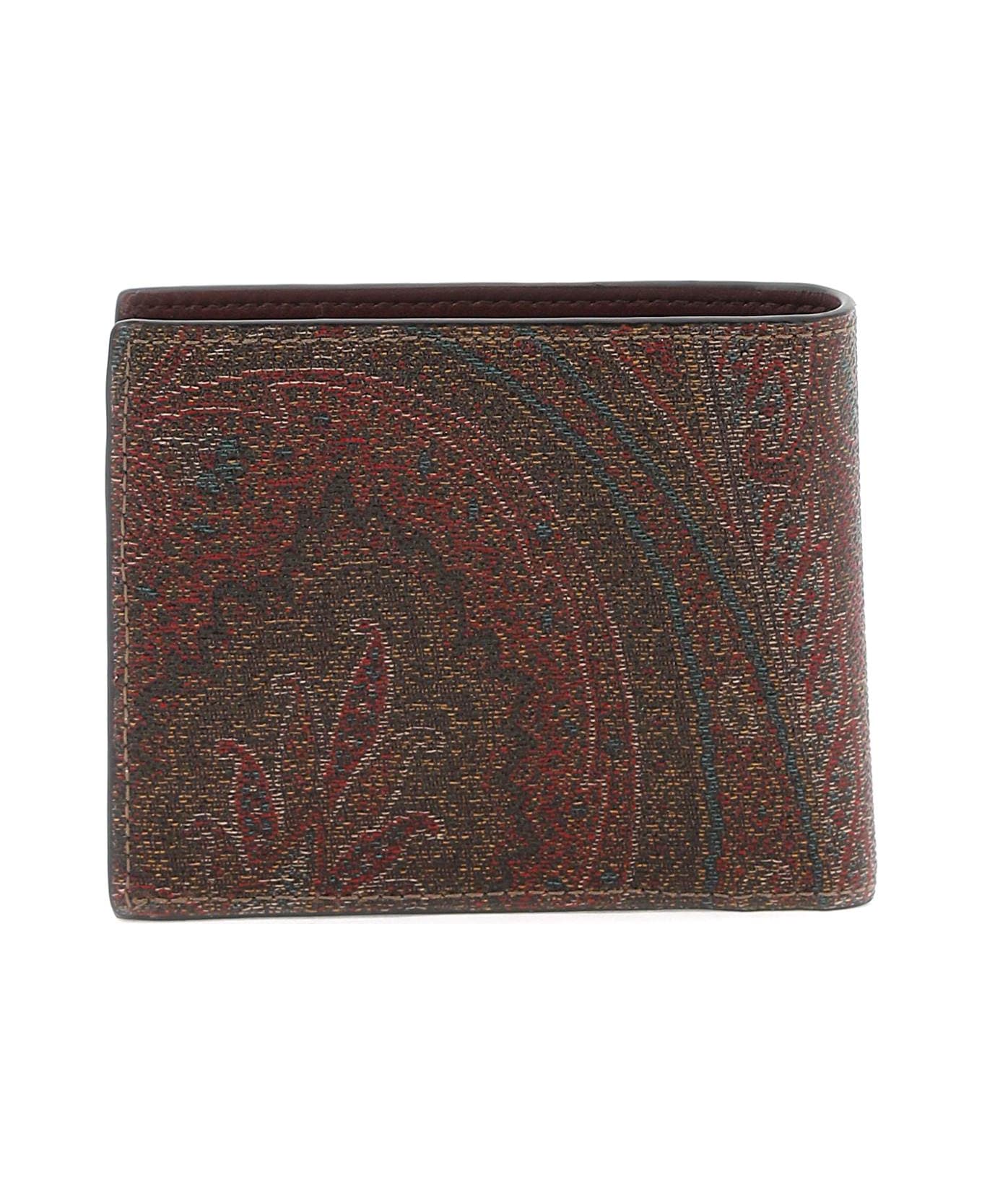 Etro Paisley Bifold Wallet With Pegaso Logo - Brown