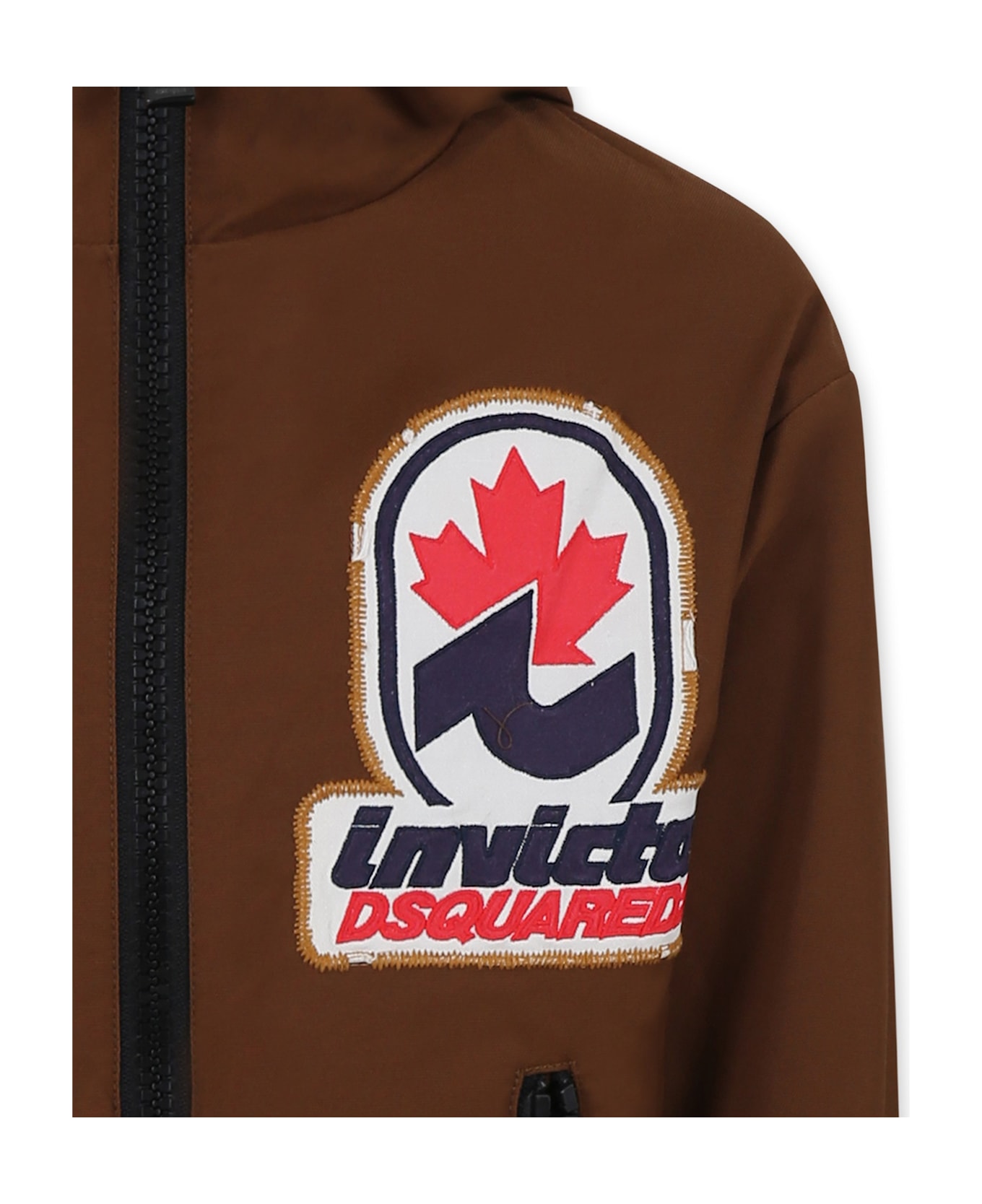 Dsquared2 Brown Windbreaker Jacket For Kids With Logo - Brown