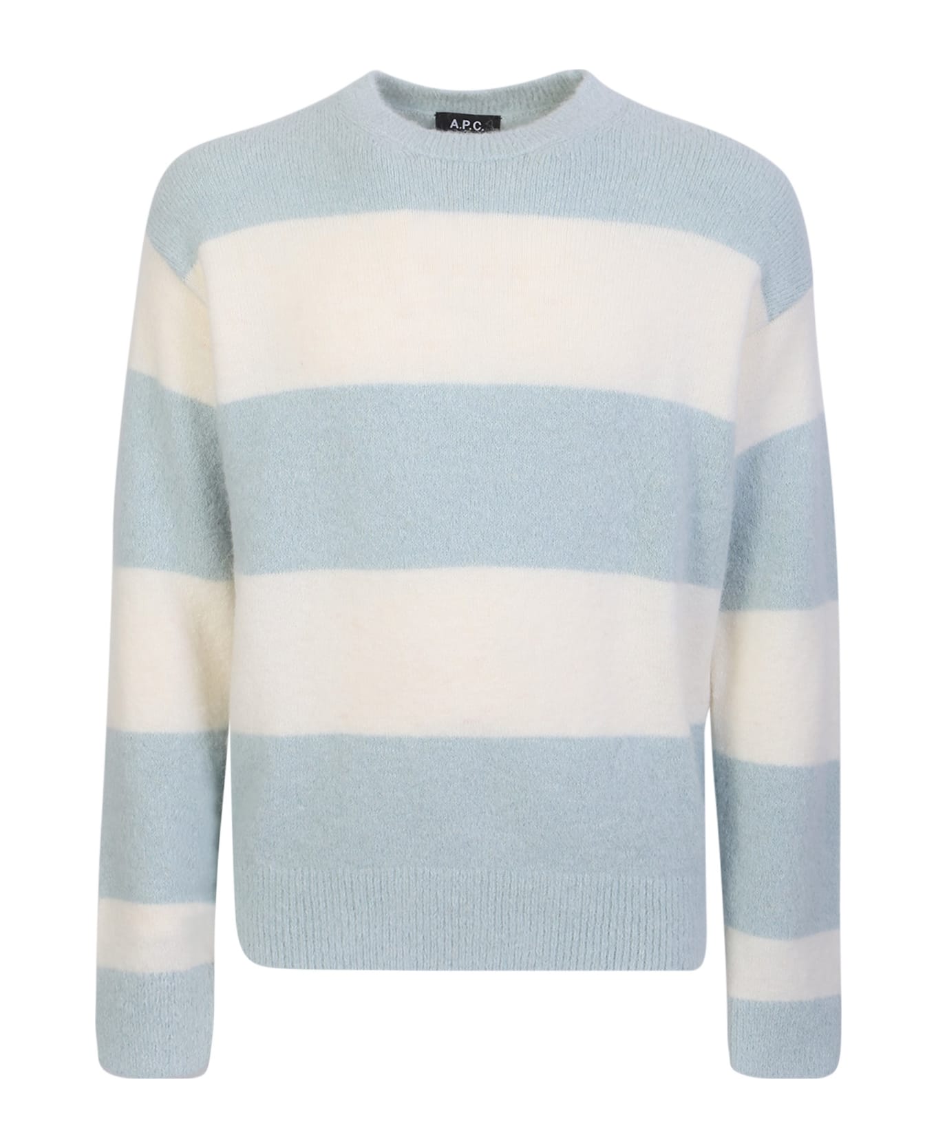 A.P.C. Apc Striped Sky Blue/white Crewneck Sweater - Blue