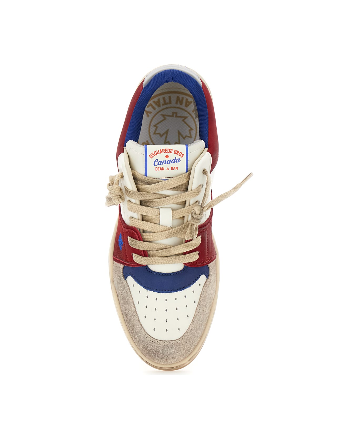 Dsquared2 Red Sneakers With Suede Inserts And Embossed Logo On The Side In Leather Man - Red