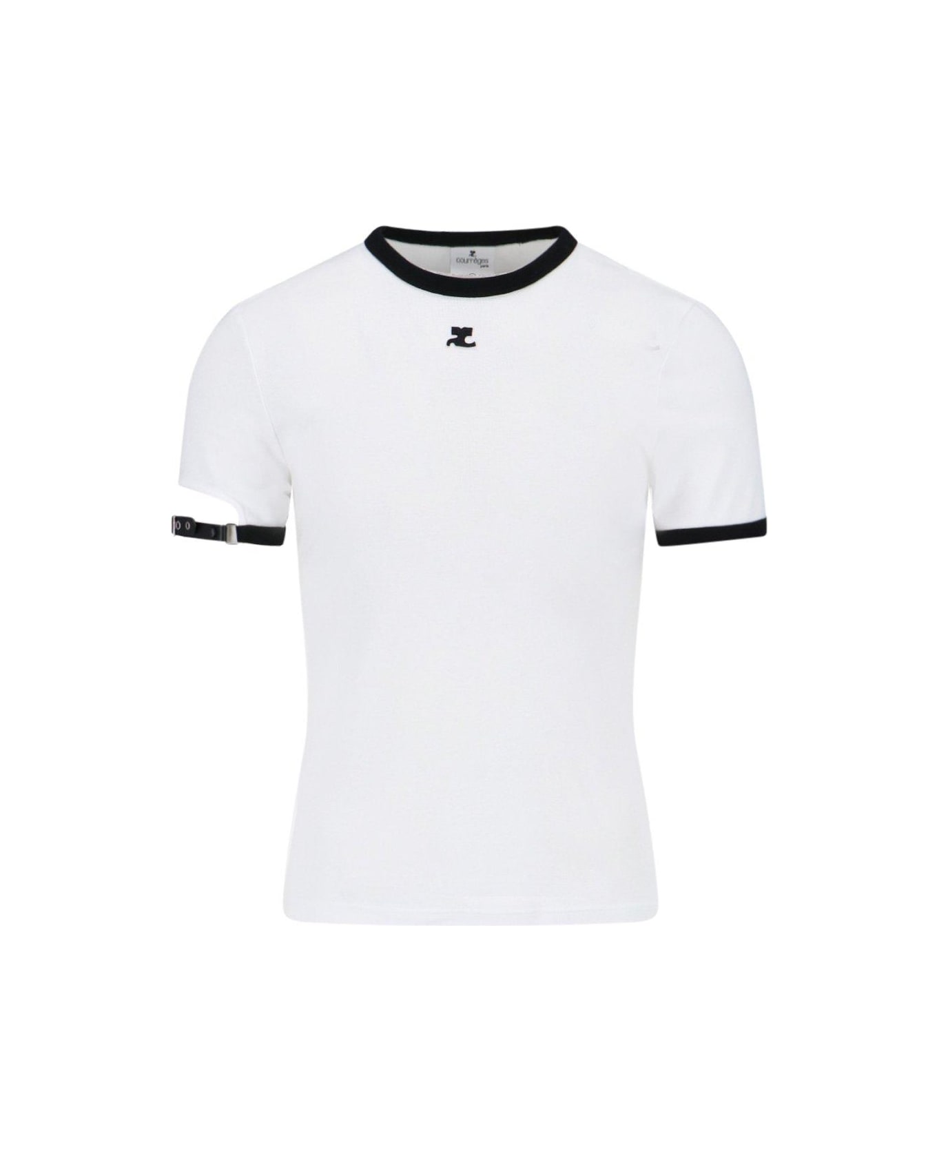 Courrèges Buckle Contrast T-shirt - White