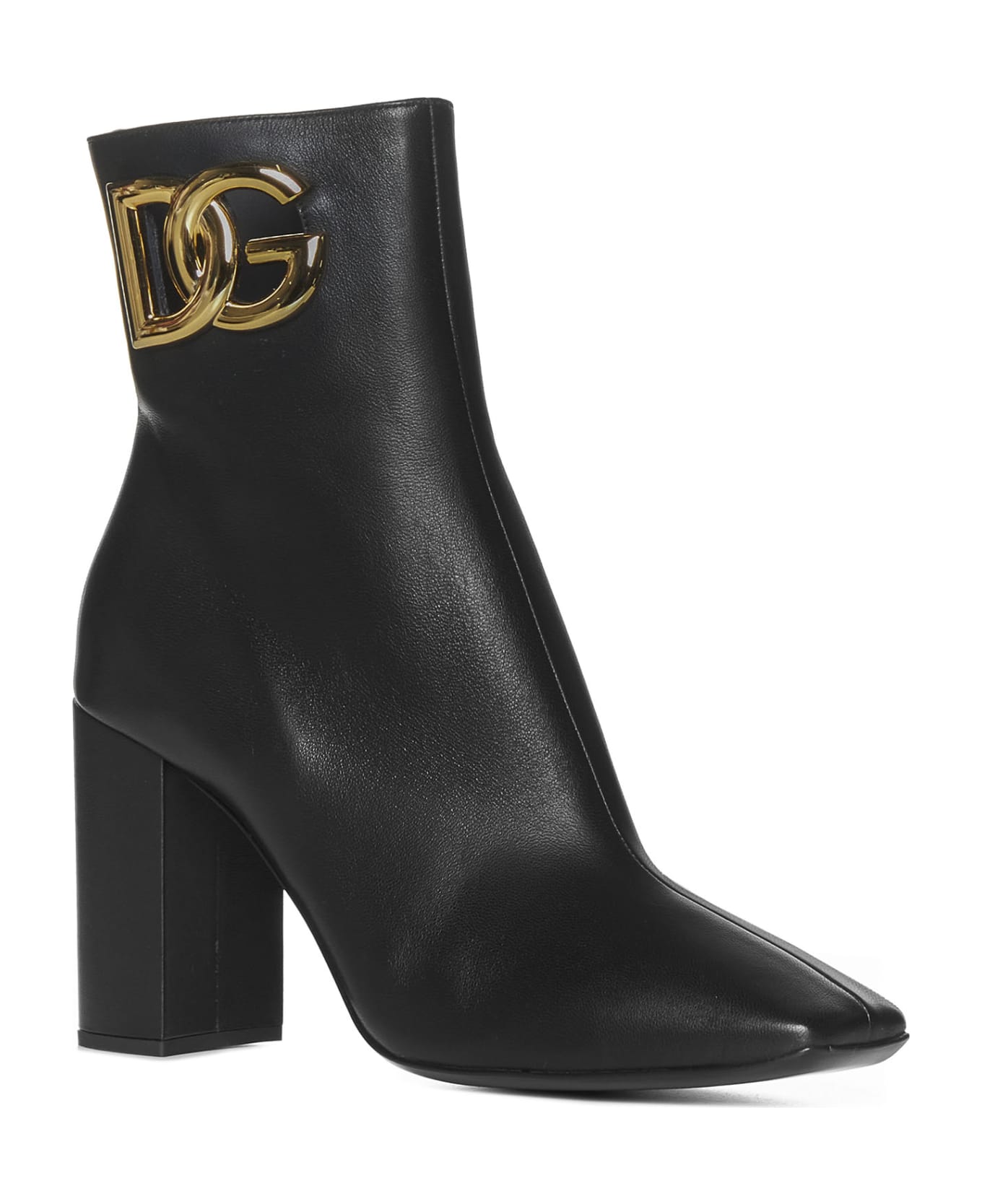 Dolce & Gabbana Ankle Boot With Logo - Nero