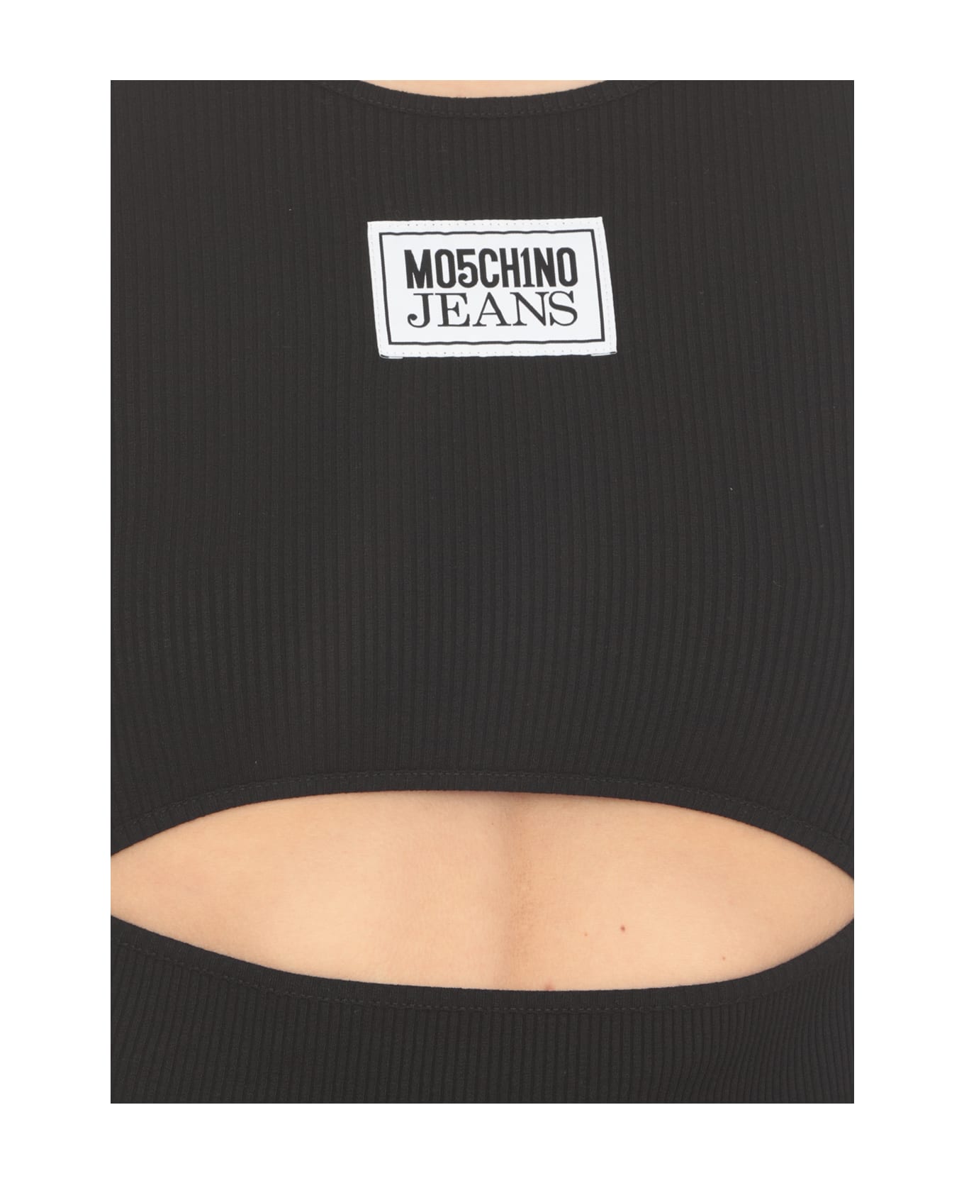 M05CH1N0 Jeans Dress With Logo - Black ワンピース＆ドレス