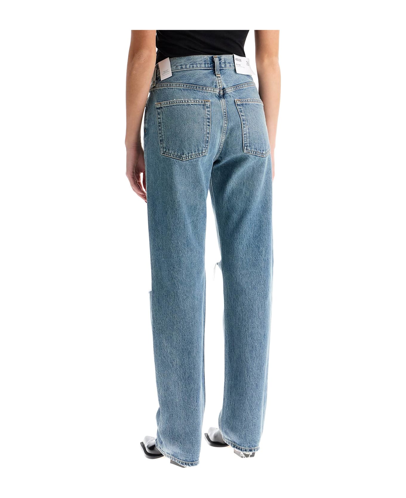 AGOLDE Relaxed Straight Fit Kelly Used Effect Jeans - Blu