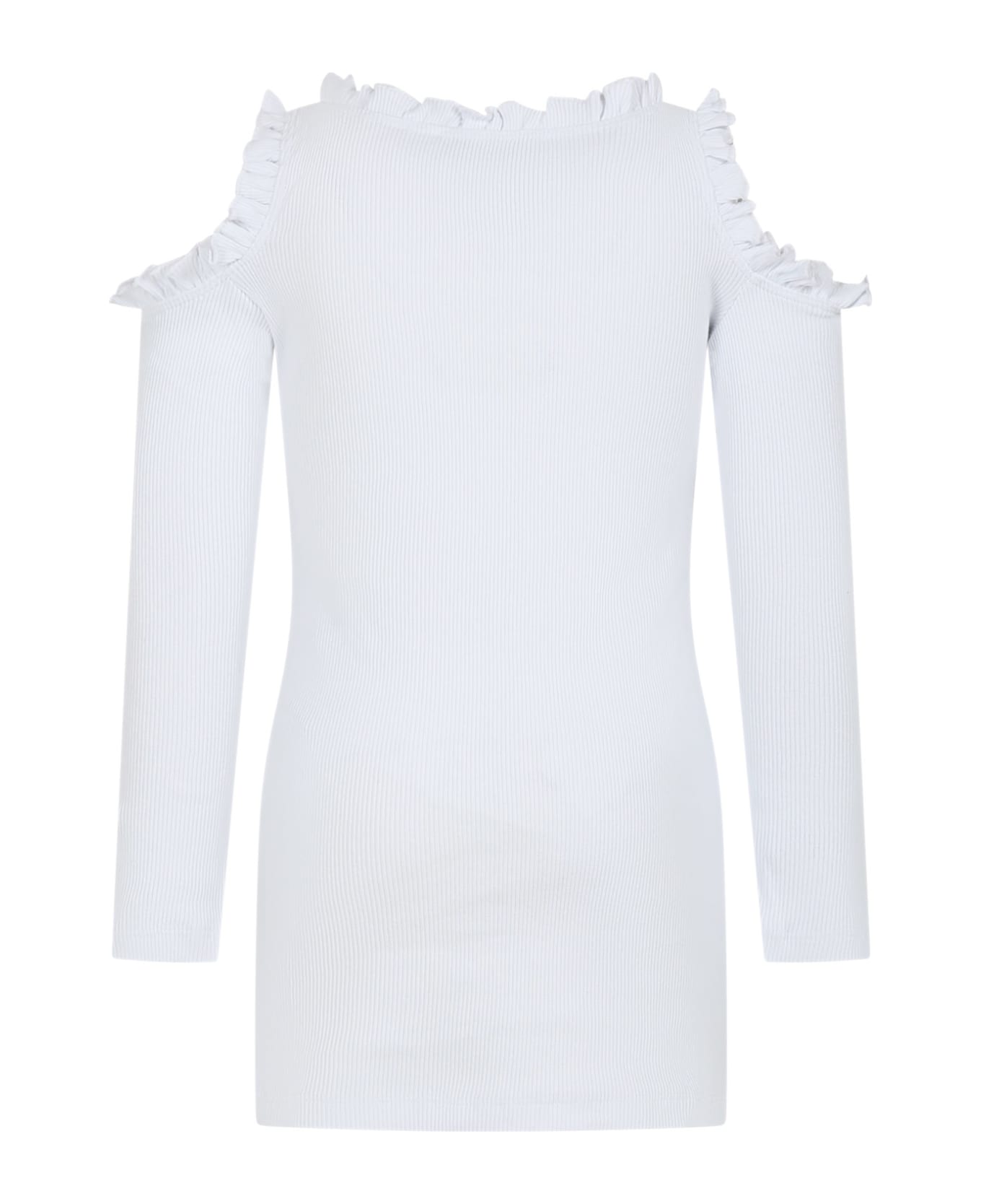 MSGM White Dress For Girl With Ruffles - White