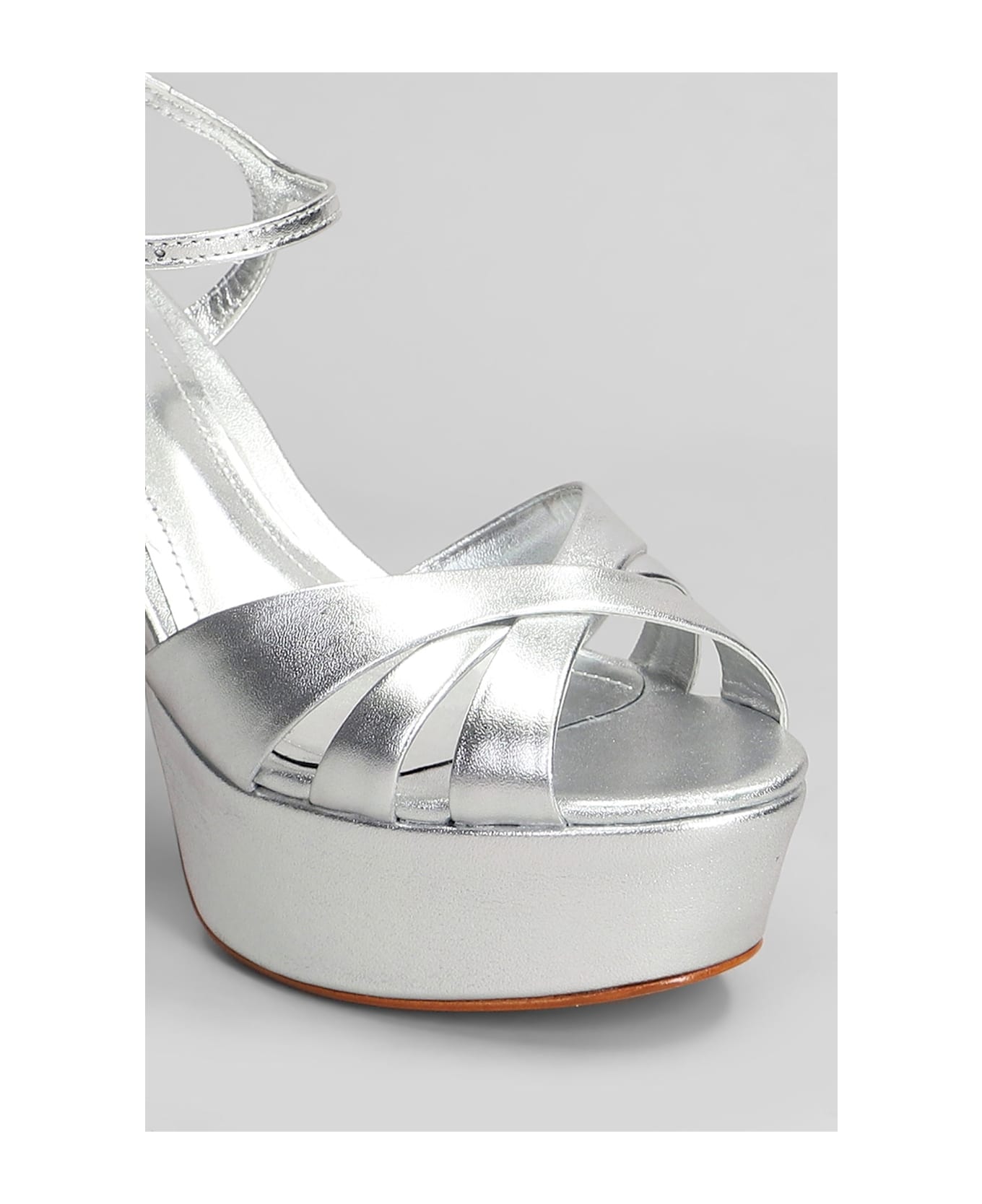 Schutz Sandals In Silver Leather - silver