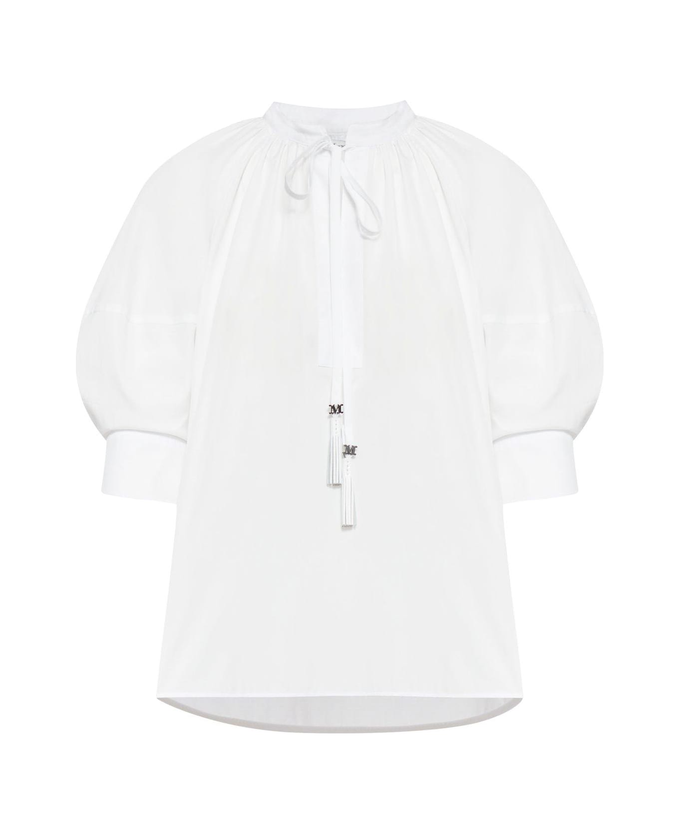 Max Mara Drawstring Long-sleeved Shirt - White