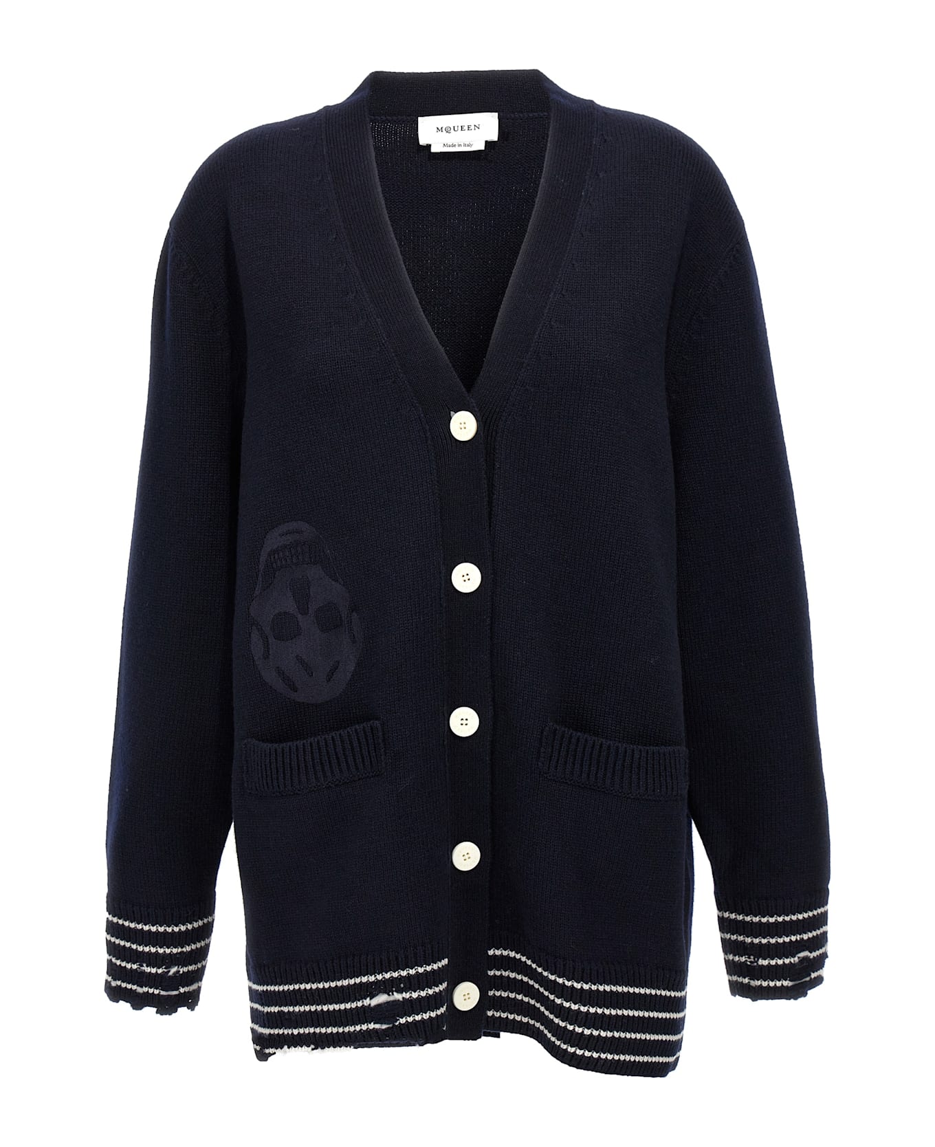 Alexander McQueen Inverted Skull Cardigan - Blue