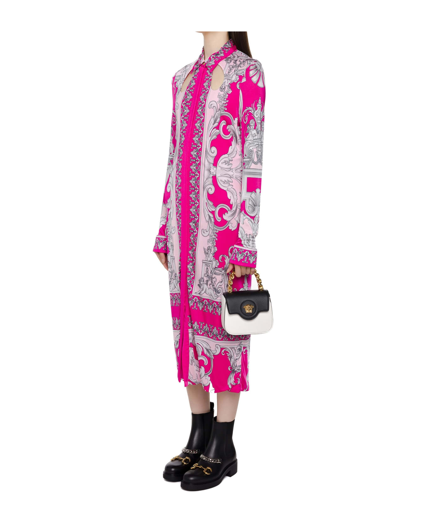 Versace Baroque Printed Midi Dress - Pink ワンピース＆ドレス