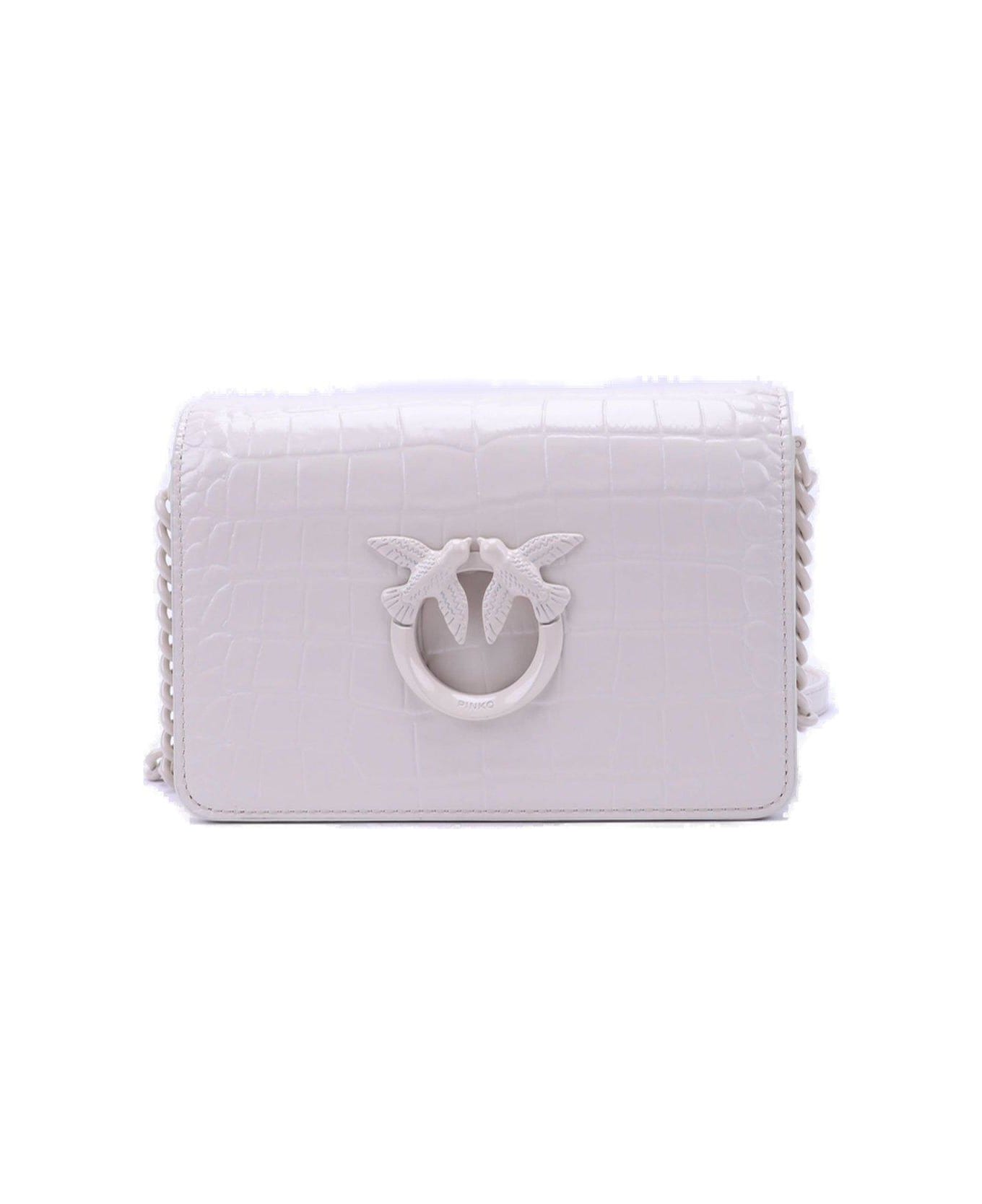 Pinko Glossy Embossed Mini Lover Click Shoulder Bag - B White