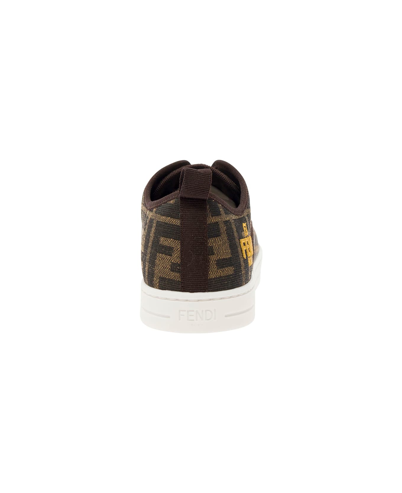 Fendi Brown Pull-on Sneakers With Logo Embroidery In Ff Canvas Boy - Brown