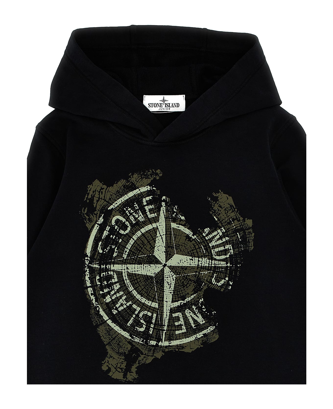 Stone Island Junior Printed Hoodie - Black  