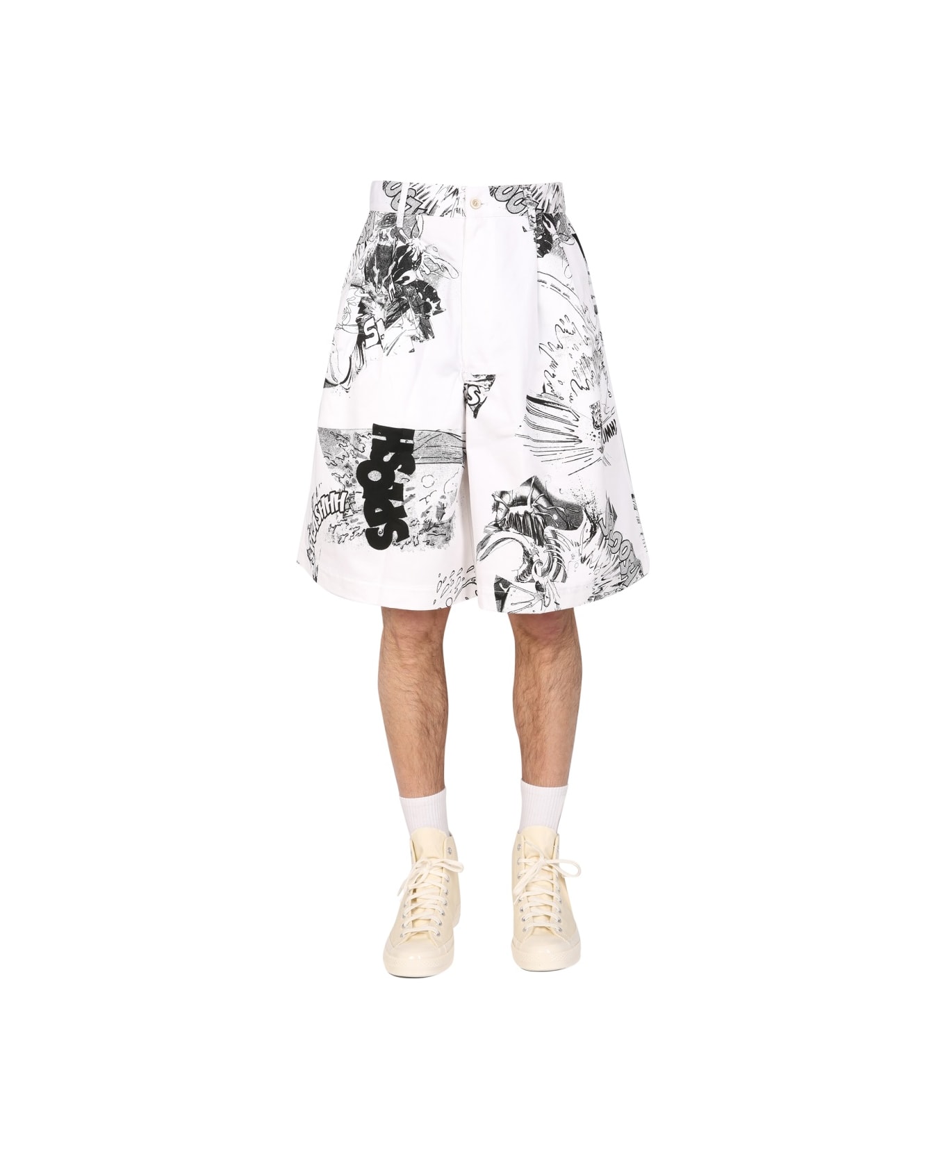 Comme des Garçons Shirt Comme De Garcons X Christian Marclay Shorts - WHITE ショートパンツ