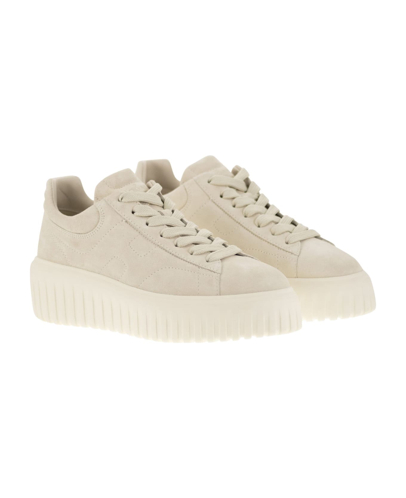 Hogan Suede H-stripes Sneakers - Ivory