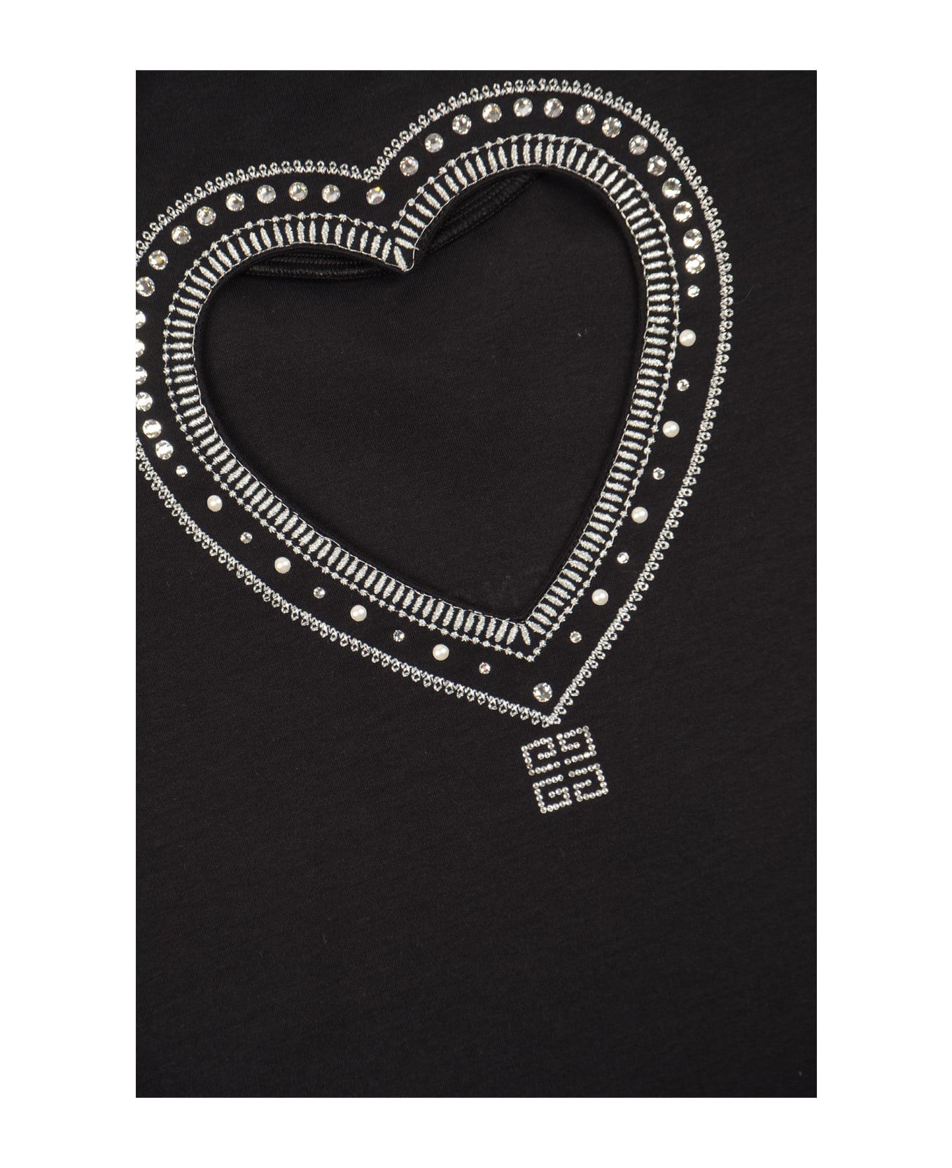 Givenchy Ruffle Hem Logo Detail T-shirt - Black