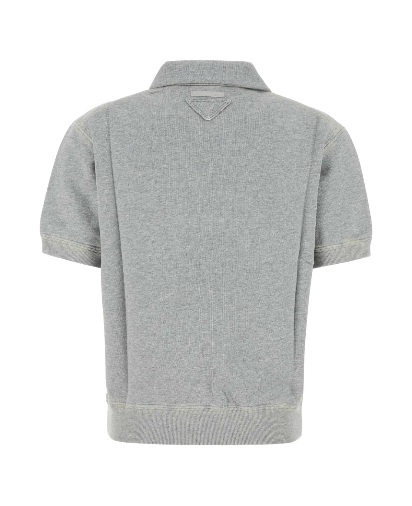 Prada Grey Cotton Polo Shirt - GRIGIO MELANGE
