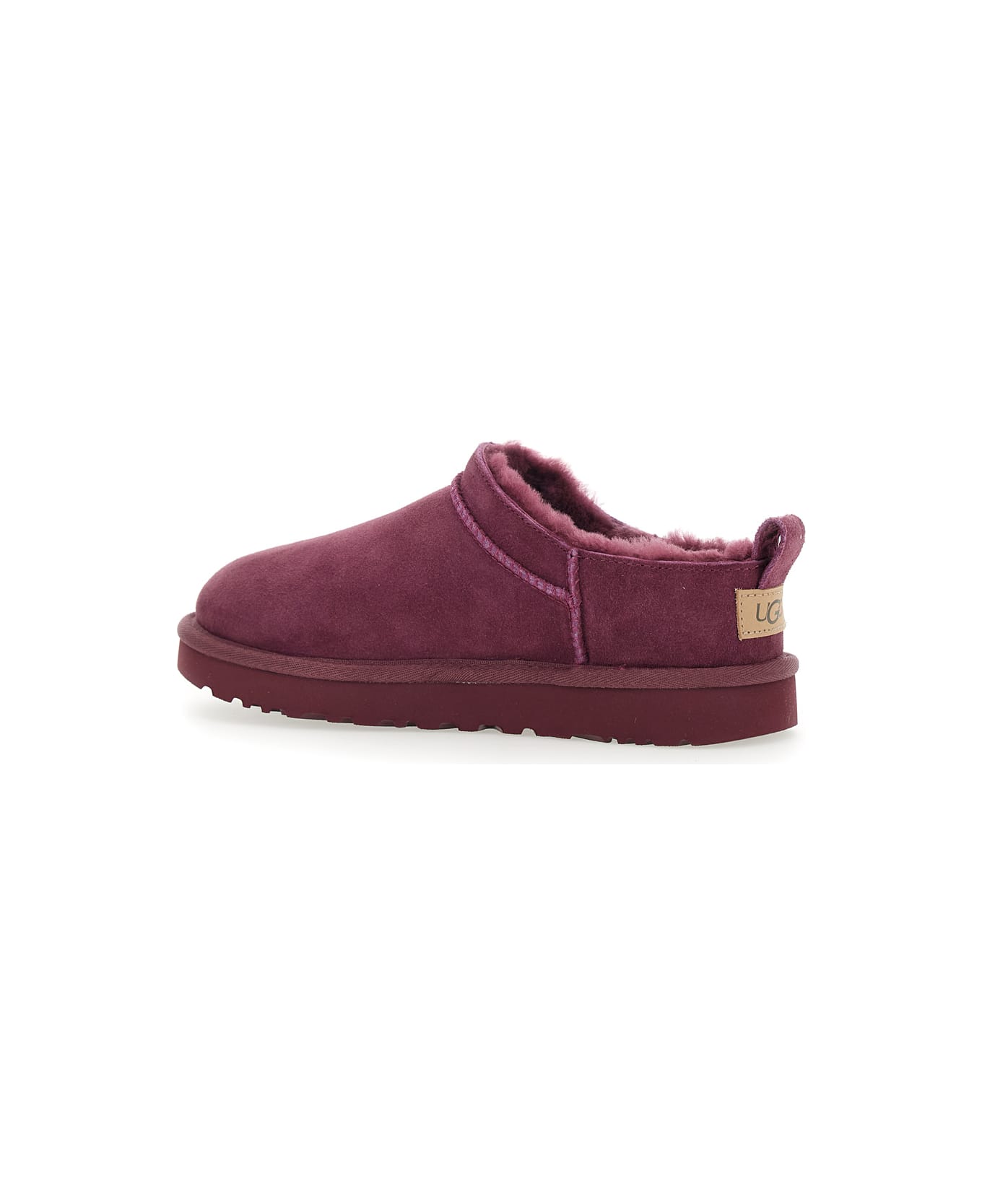 UGG Classic Micro Bordeaux Ankle Boots With Logo Embossed In Suede Woman - Bordeaux