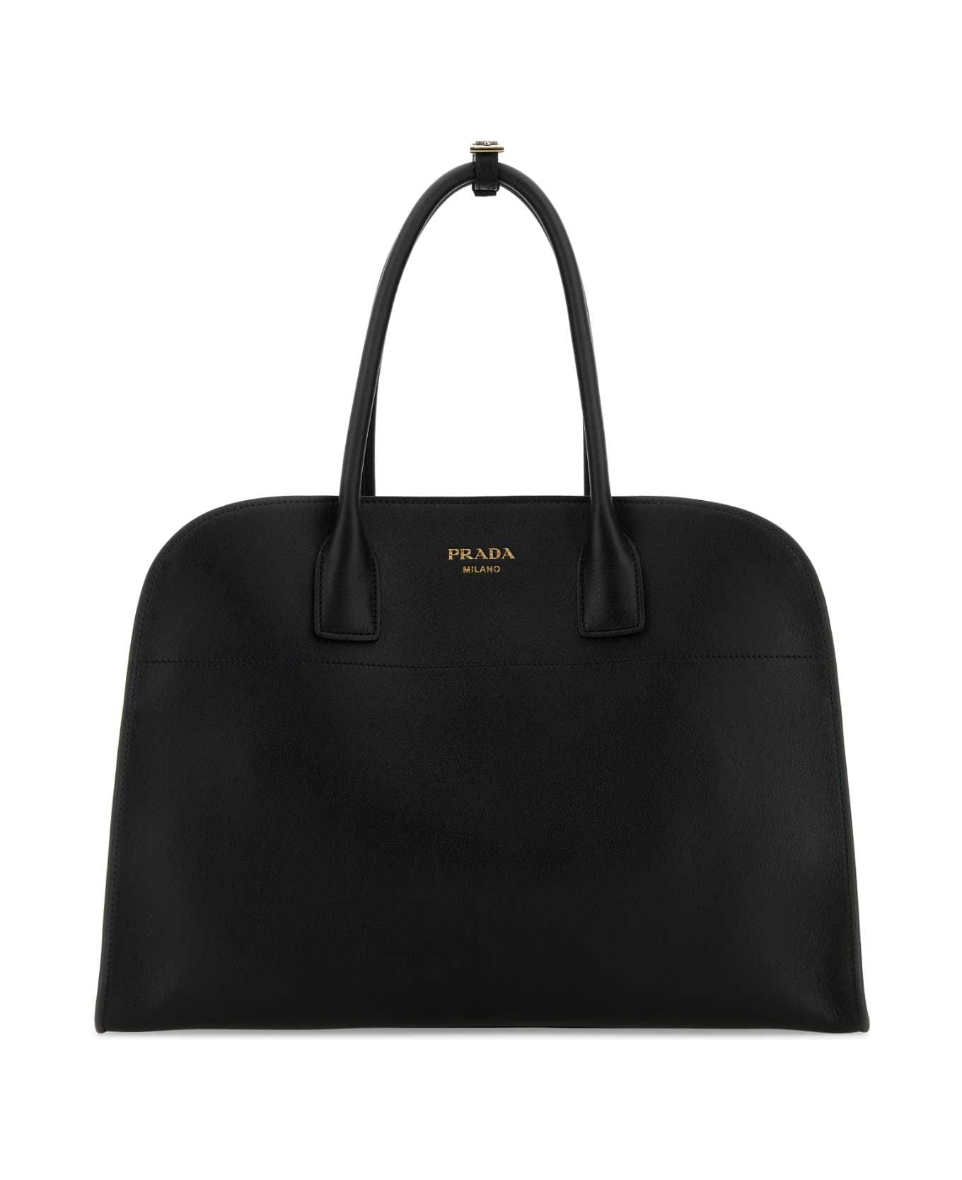 Prada Black Leather Shopping Bag - NERO