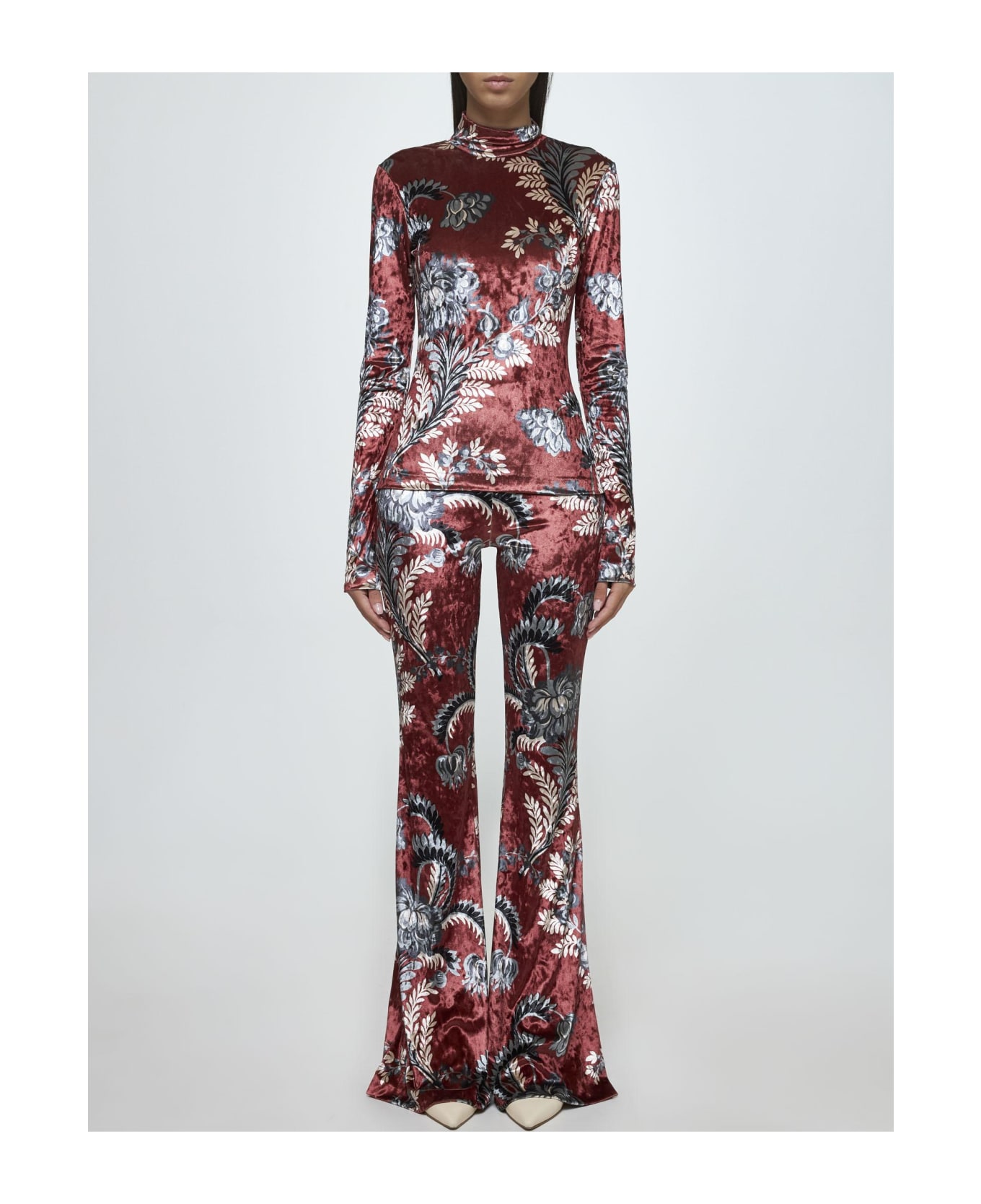 Etro Floral Print Velvet Trousers - Stampa f.do moro