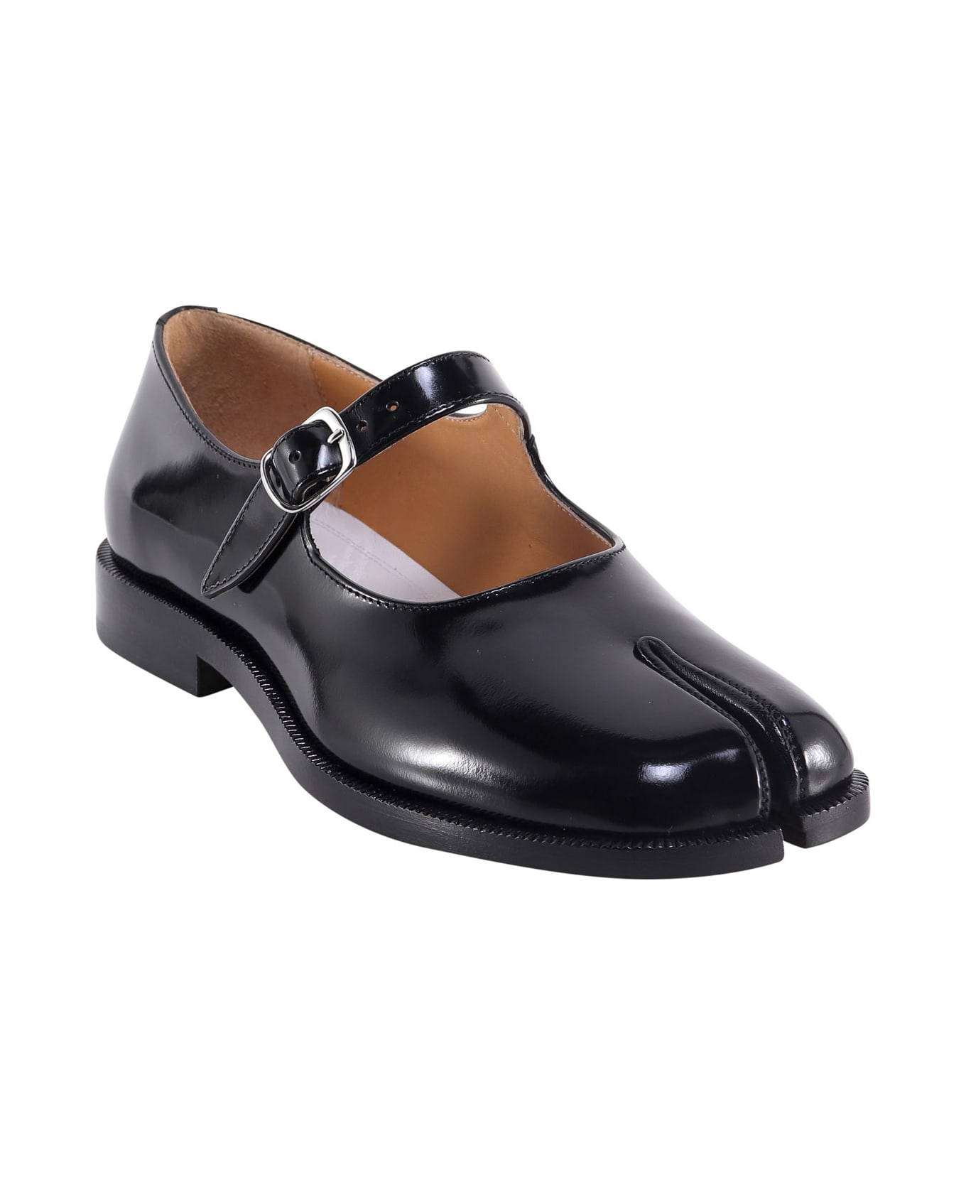 Maison Margiela Tabi Leather Mary Jane Shoes - Black フラットシューズ