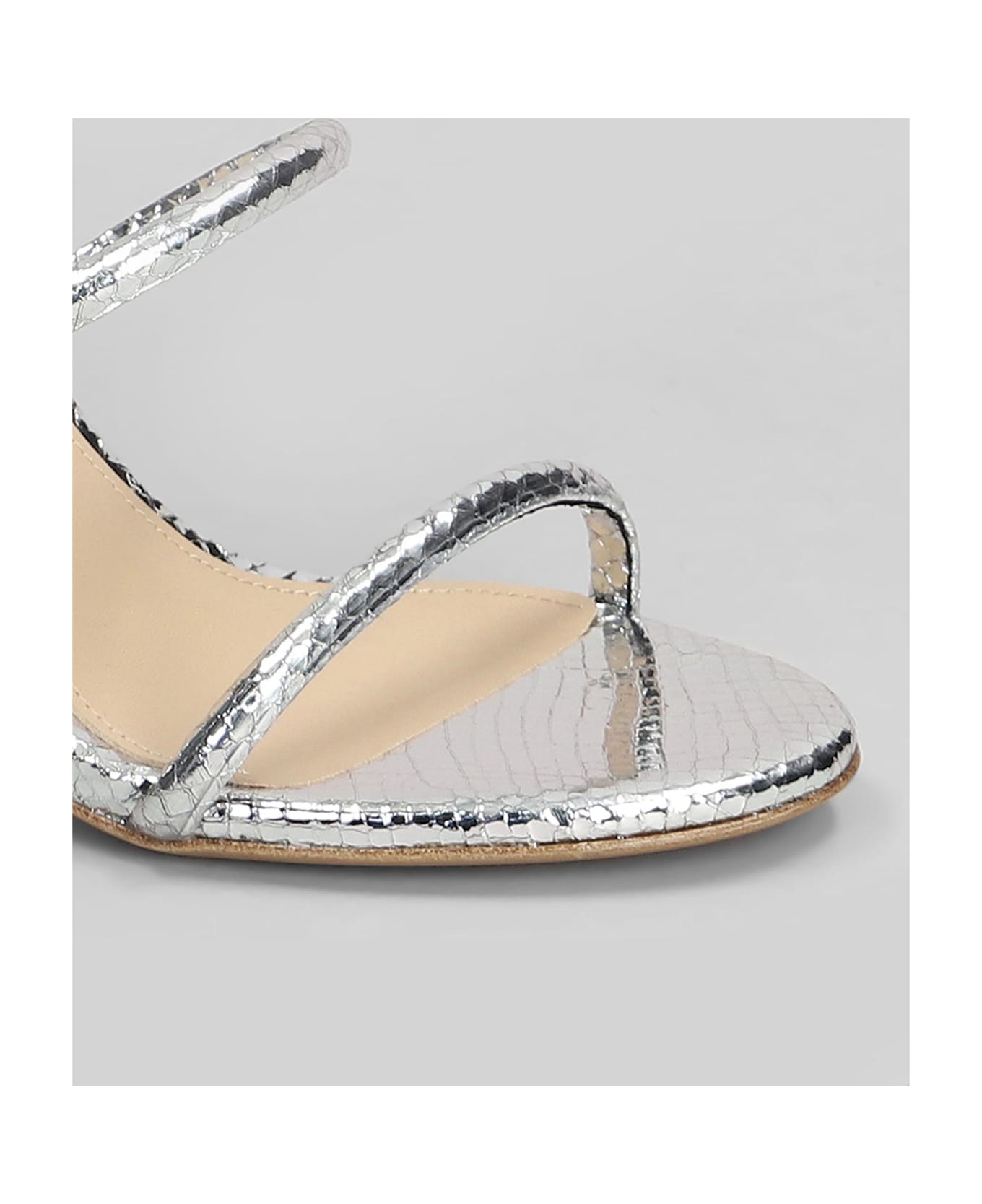 Lola Cruz Greta 95 Sandals In Silver Leather - silver
