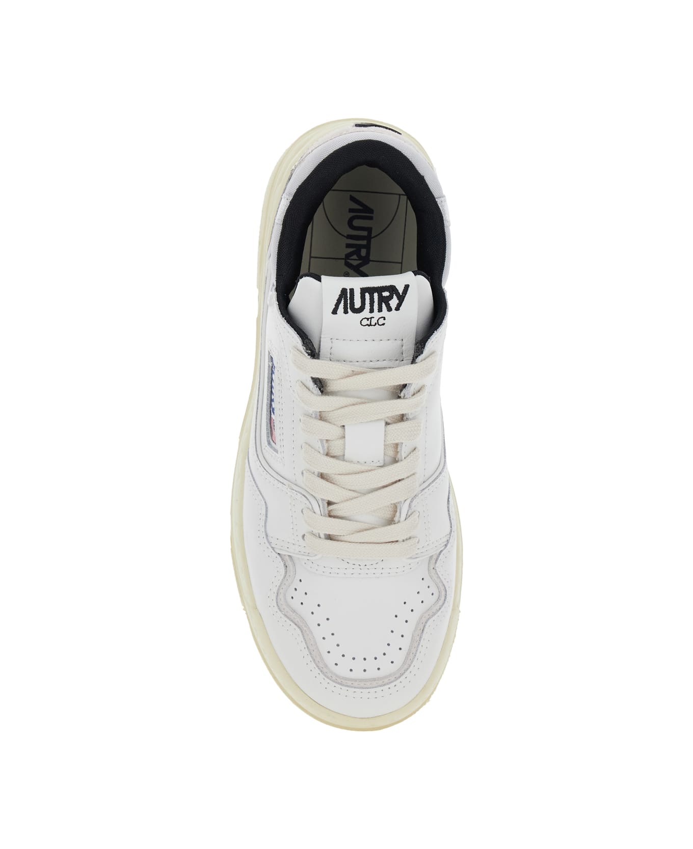 Autry 'clc' White Low Top Sneakers With Logo Patch In Leather Woman - White