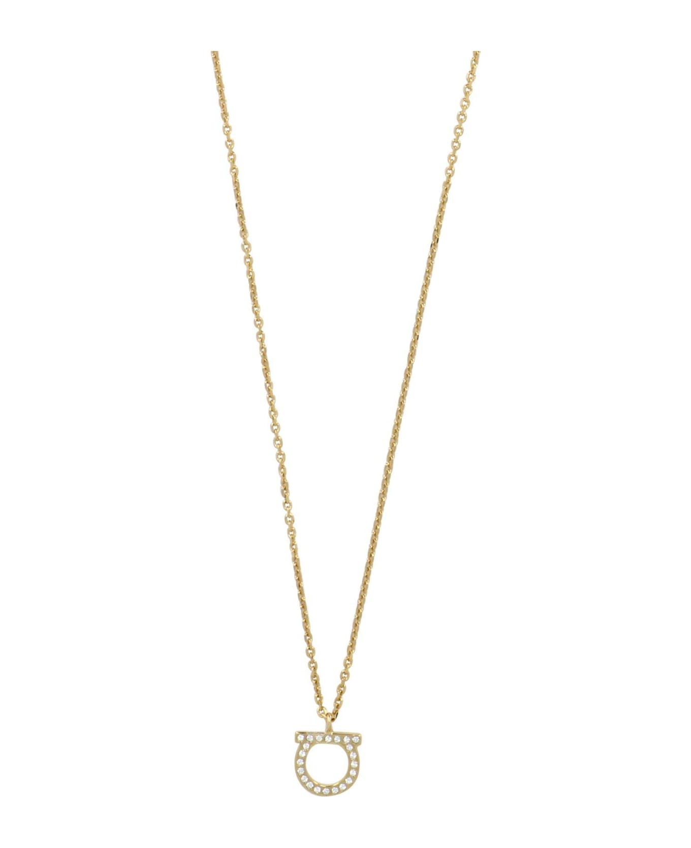 Ferragamo Large Gancini Crystals Necklace - Gold