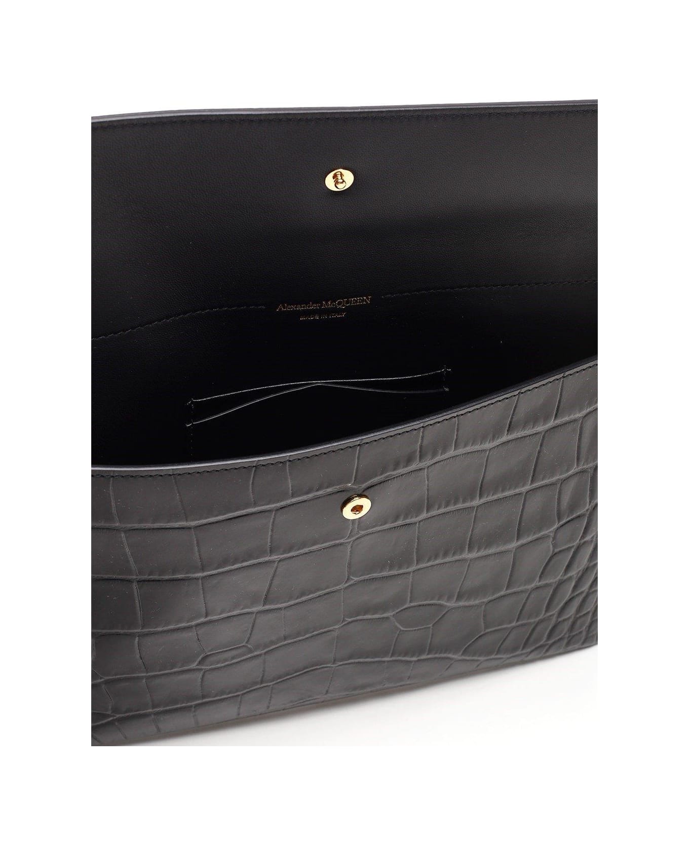 Alexander McQueen Embossed Envelope Clutch Bag - Nero