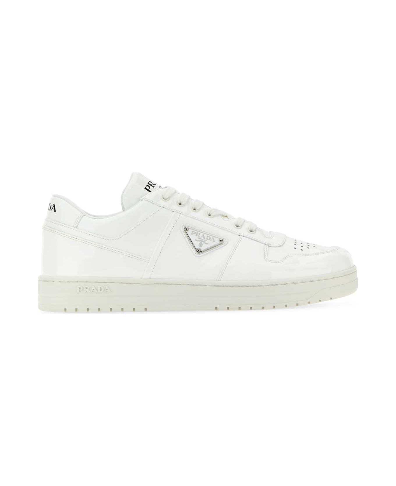 Prada White Leather Downtown Sneakers - BIANCO