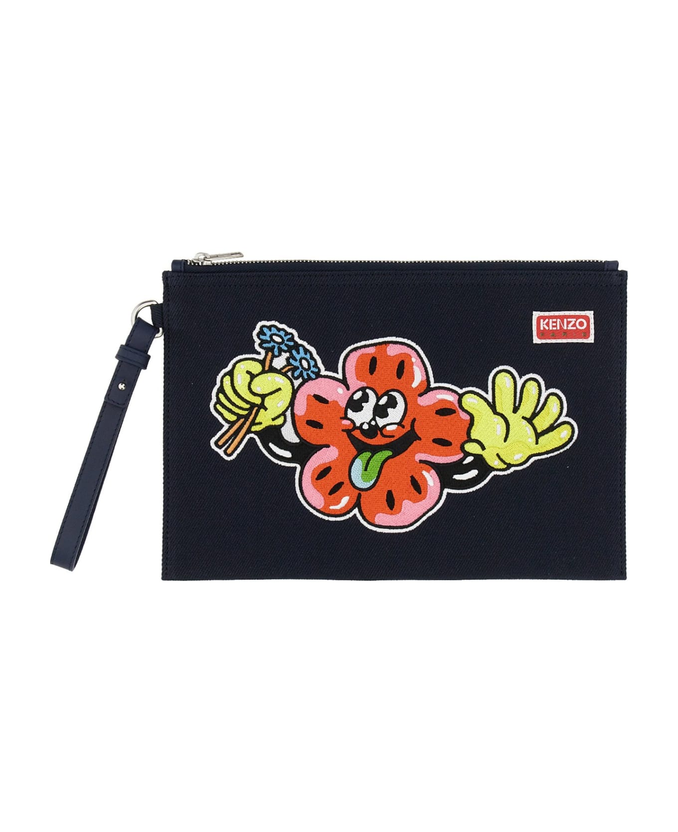 Kenzo Clutch With Embroidery - Bleu Marine トラベルバッグ
