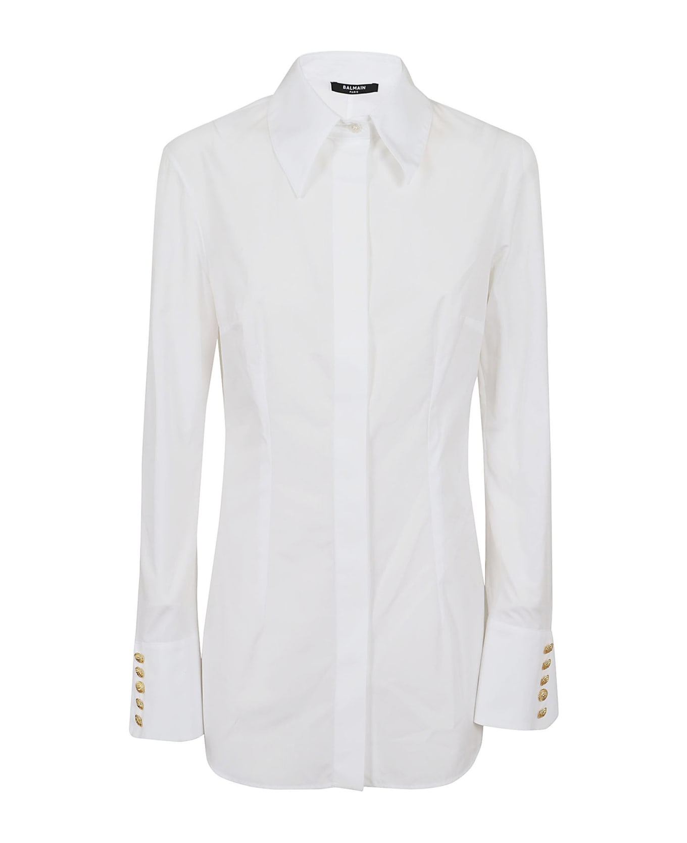Balmain Ls Popeline Fitted Shirt - Fa Blanc