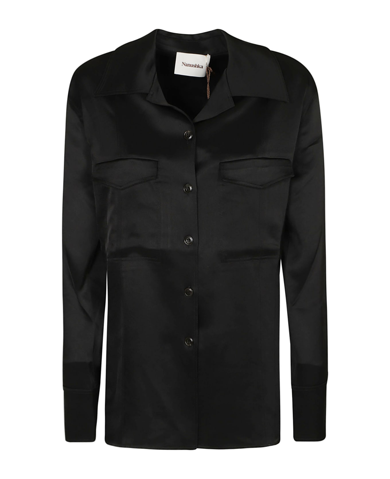 Nanushka Utility Style Pocket Slim Fit Shirt - Black