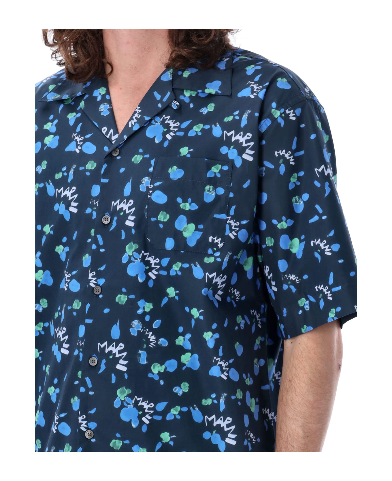 Marni Poplin Bowling Shirt - Blue