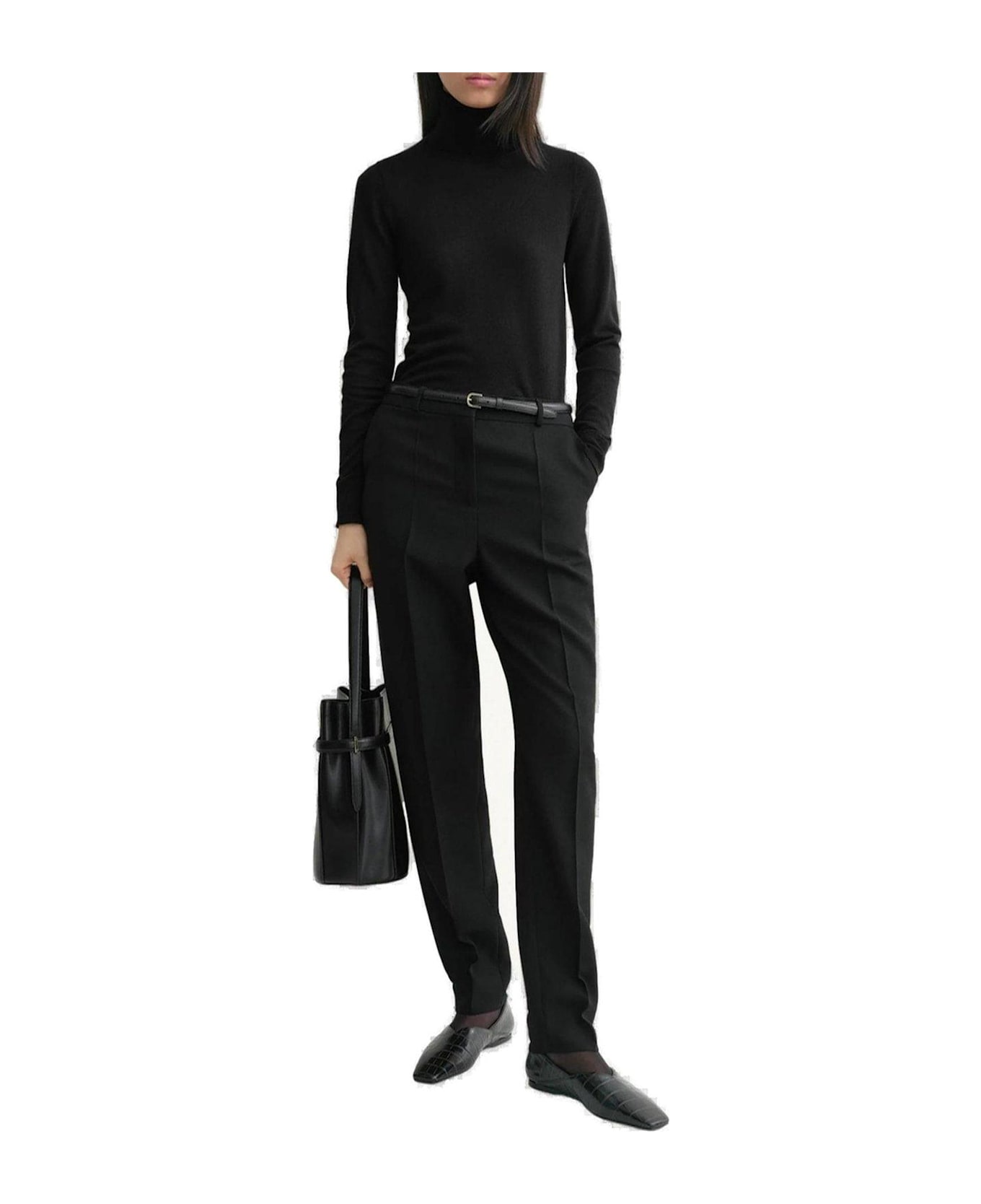 Totême Roll-neck Fine-knit Sweater - Black