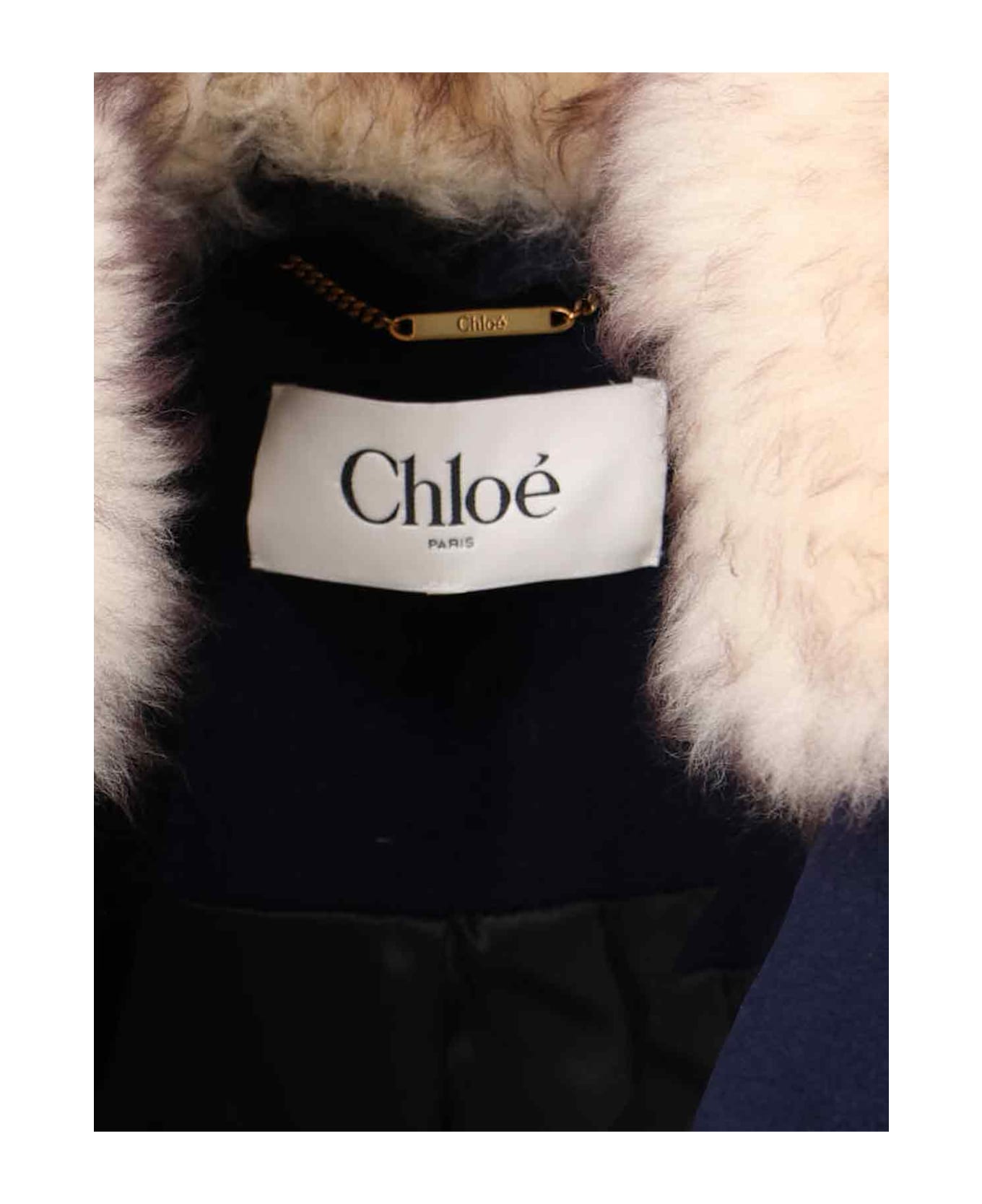 Chloé Double-breasted Coat With Fur Coat - Blue