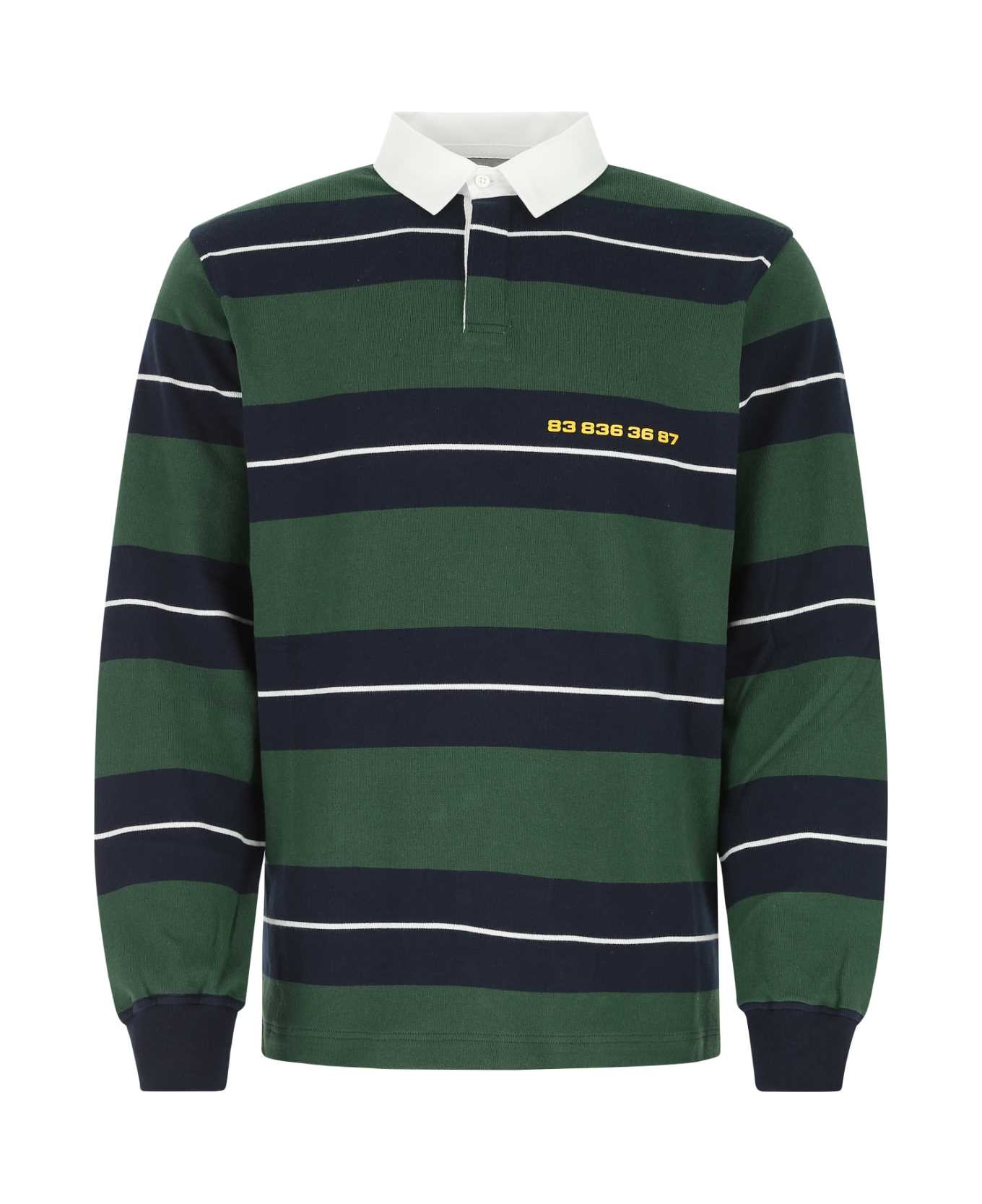 VTMNTS Embroidered Cotton Polo Shirt - GREENSTRIPES