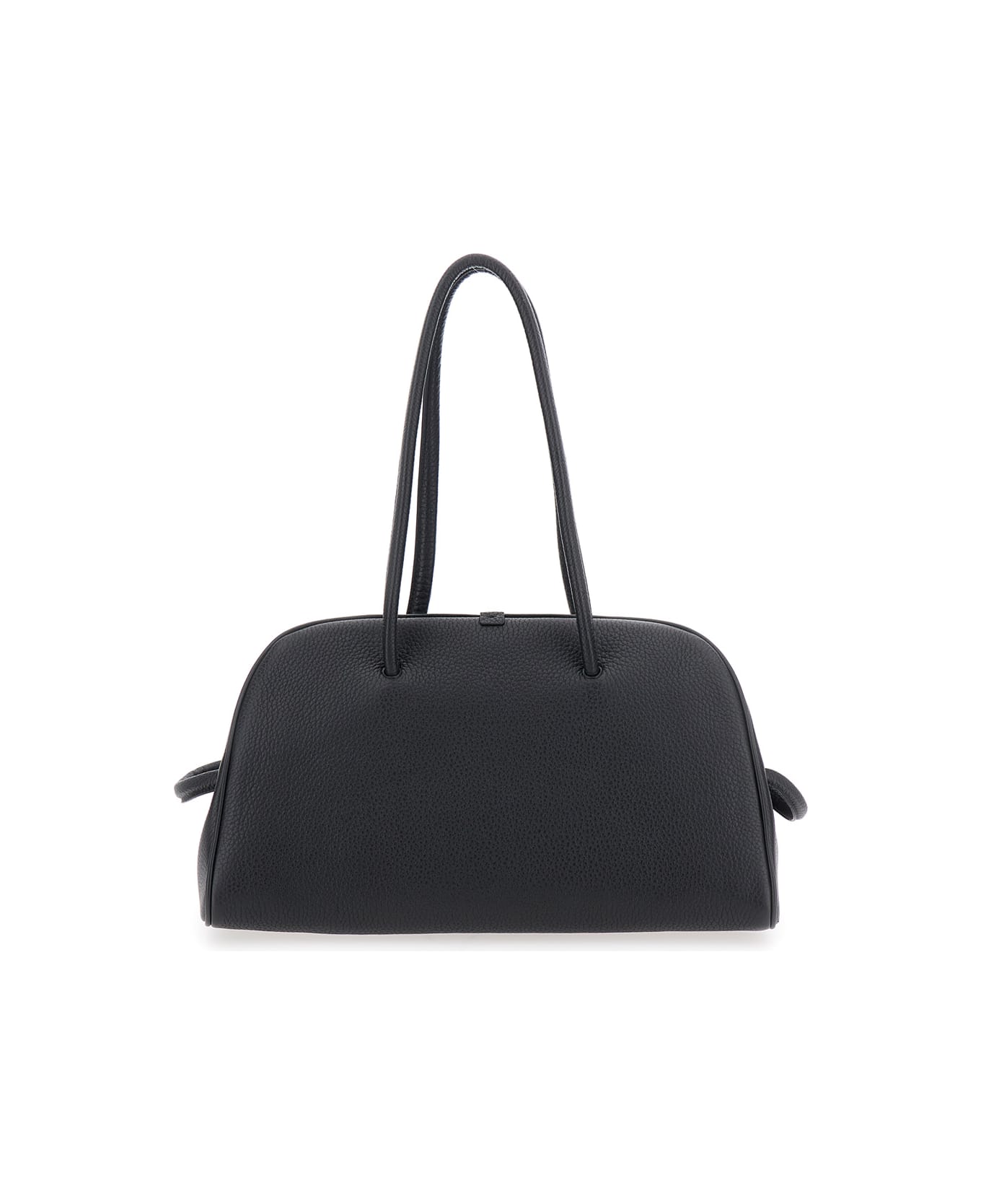 Jacquemus 'le Turismo' Black Handbag With Two Round Handles In Grained Leather Woman - Black